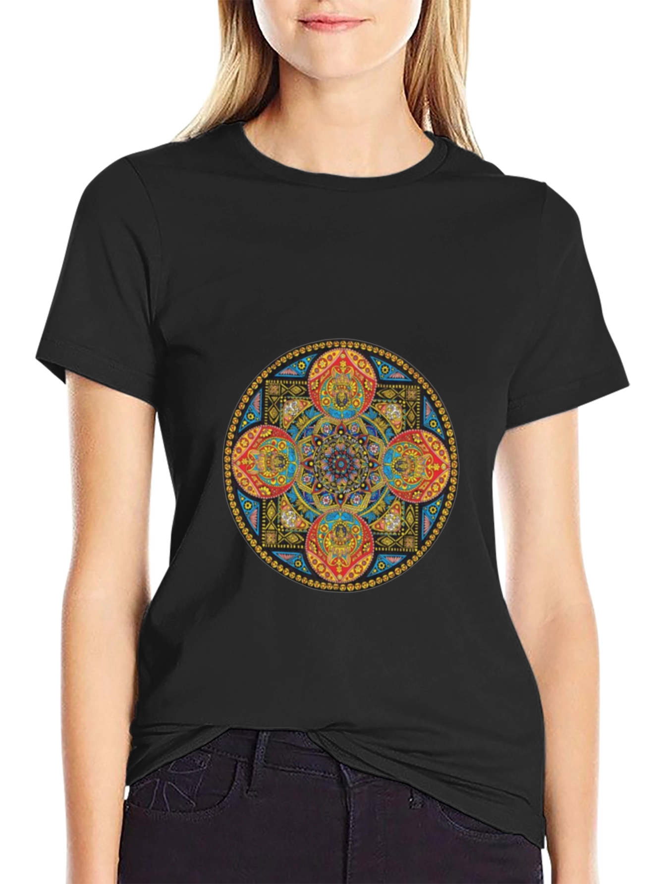Mandala Art Graphic Black T-Shirt