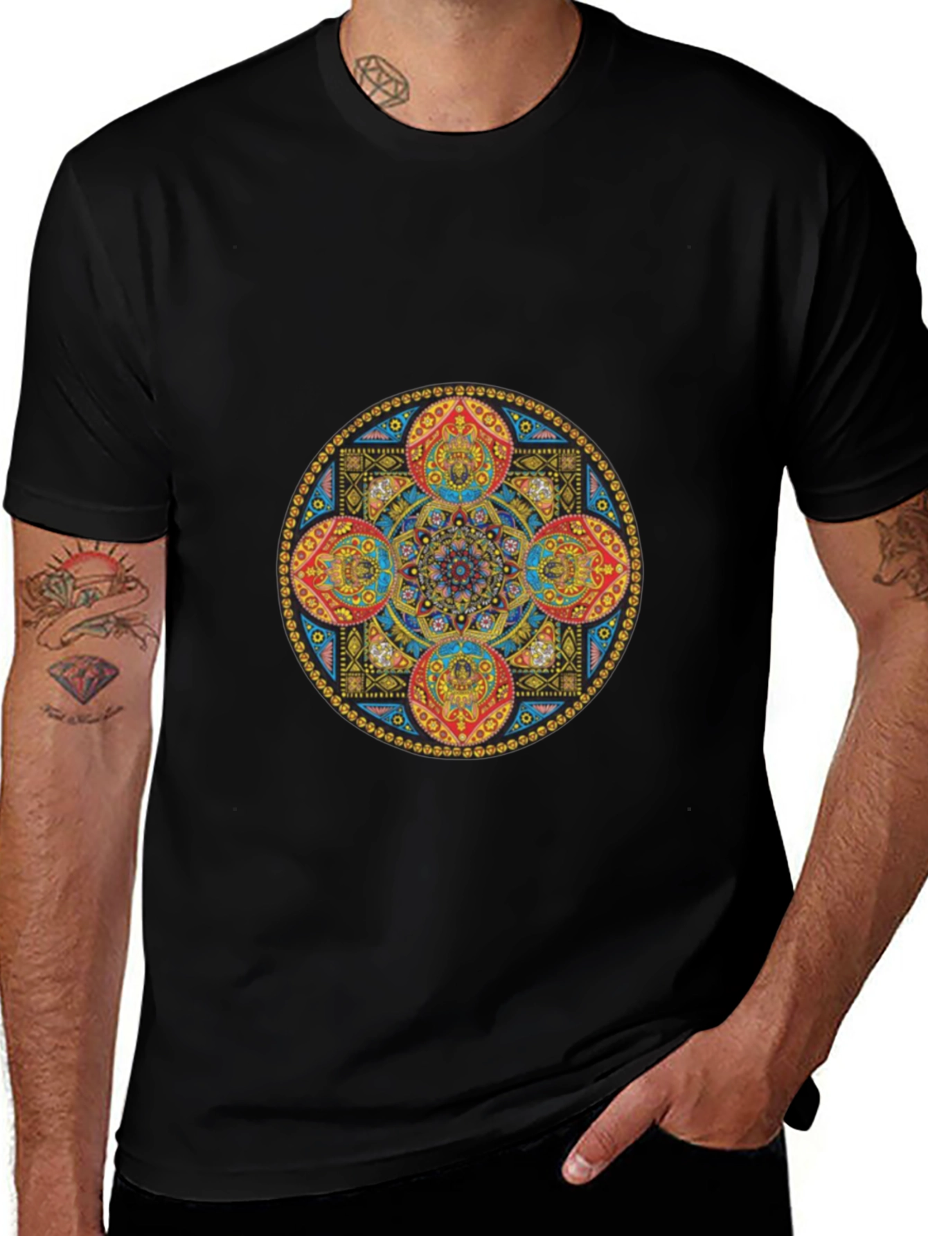 Mandala Art Graphic Black T-Shirt