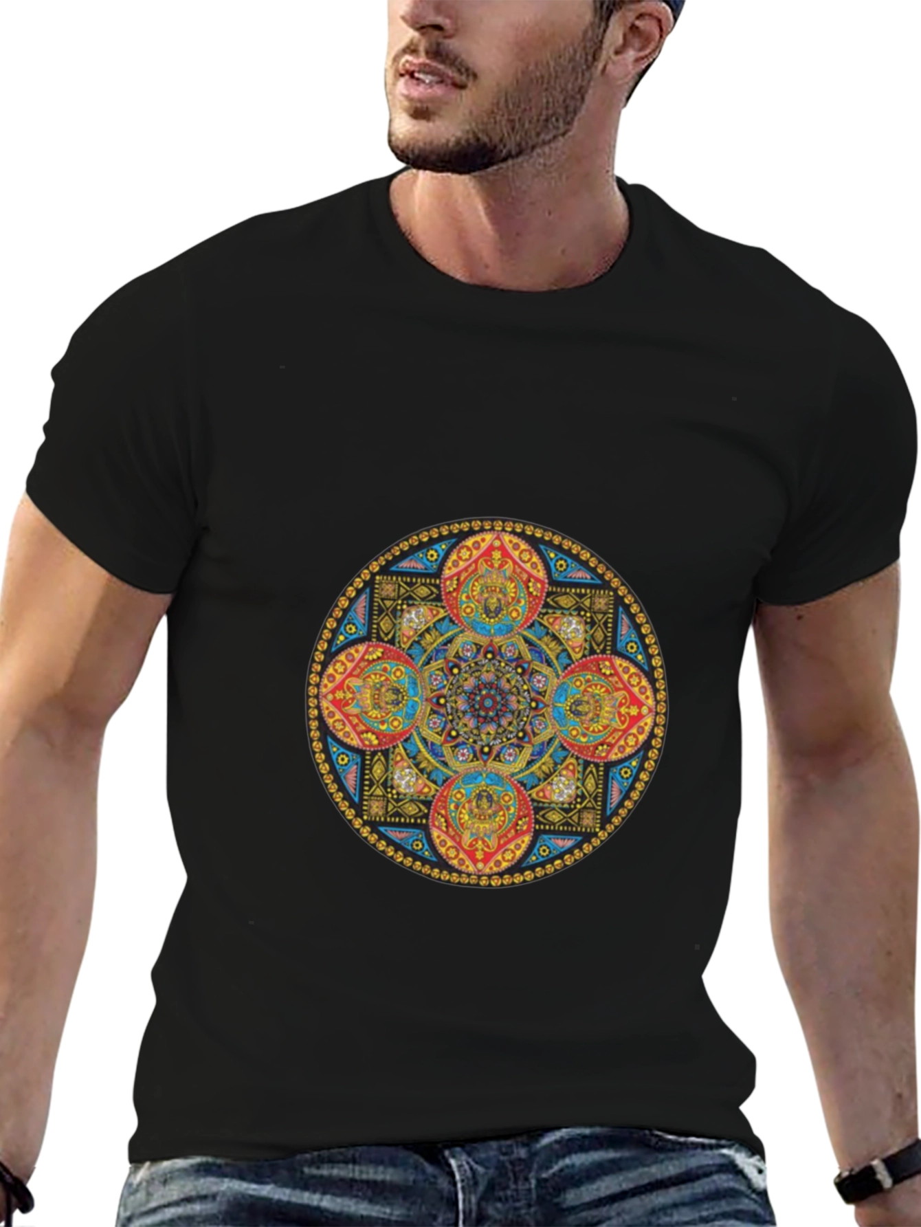 Mandala Art Graphic Black T-Shirt