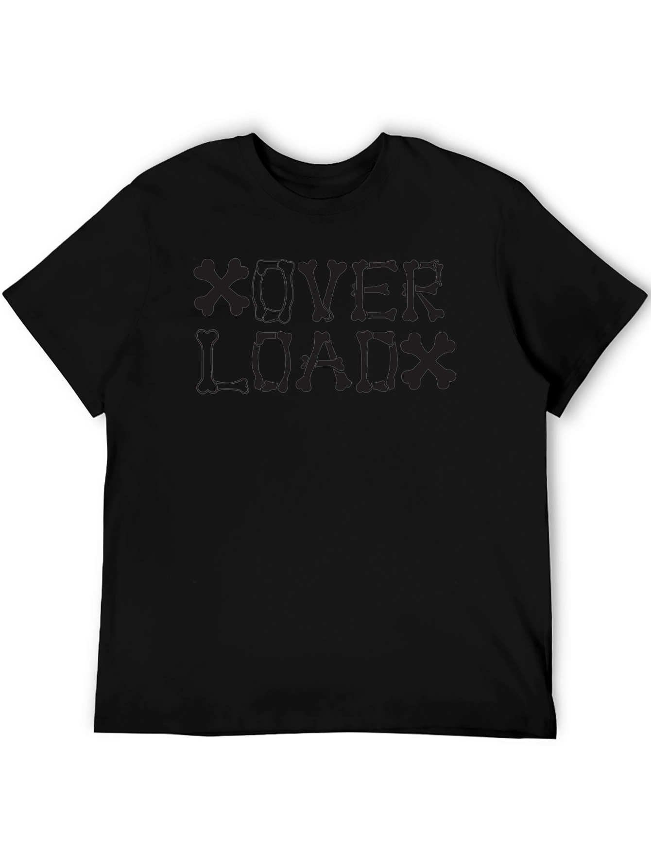 Overload Skeleton Bone Graphic Print Black T-Shirt