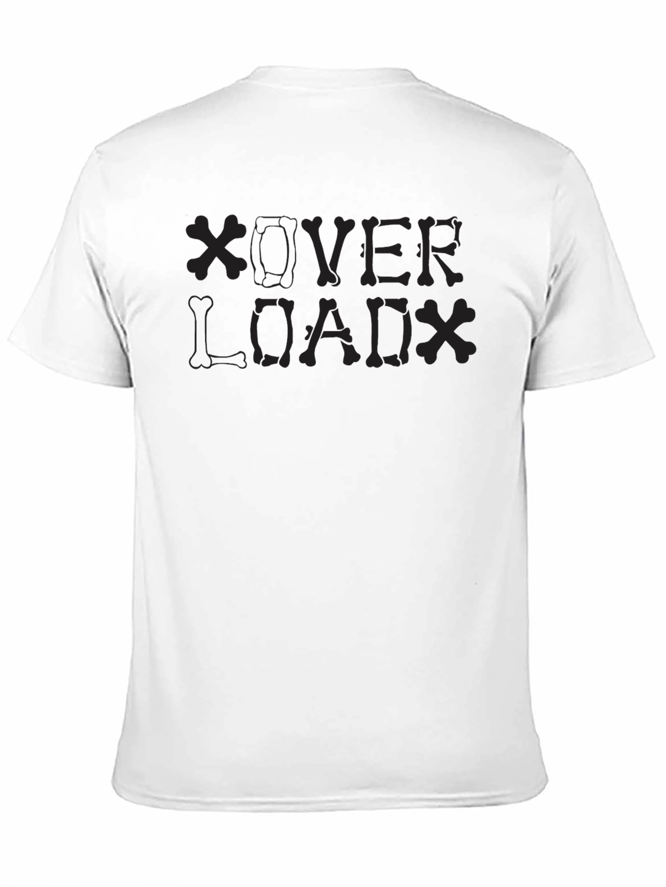Overload Skeleton Bone Graphic Print Black T-Shirt