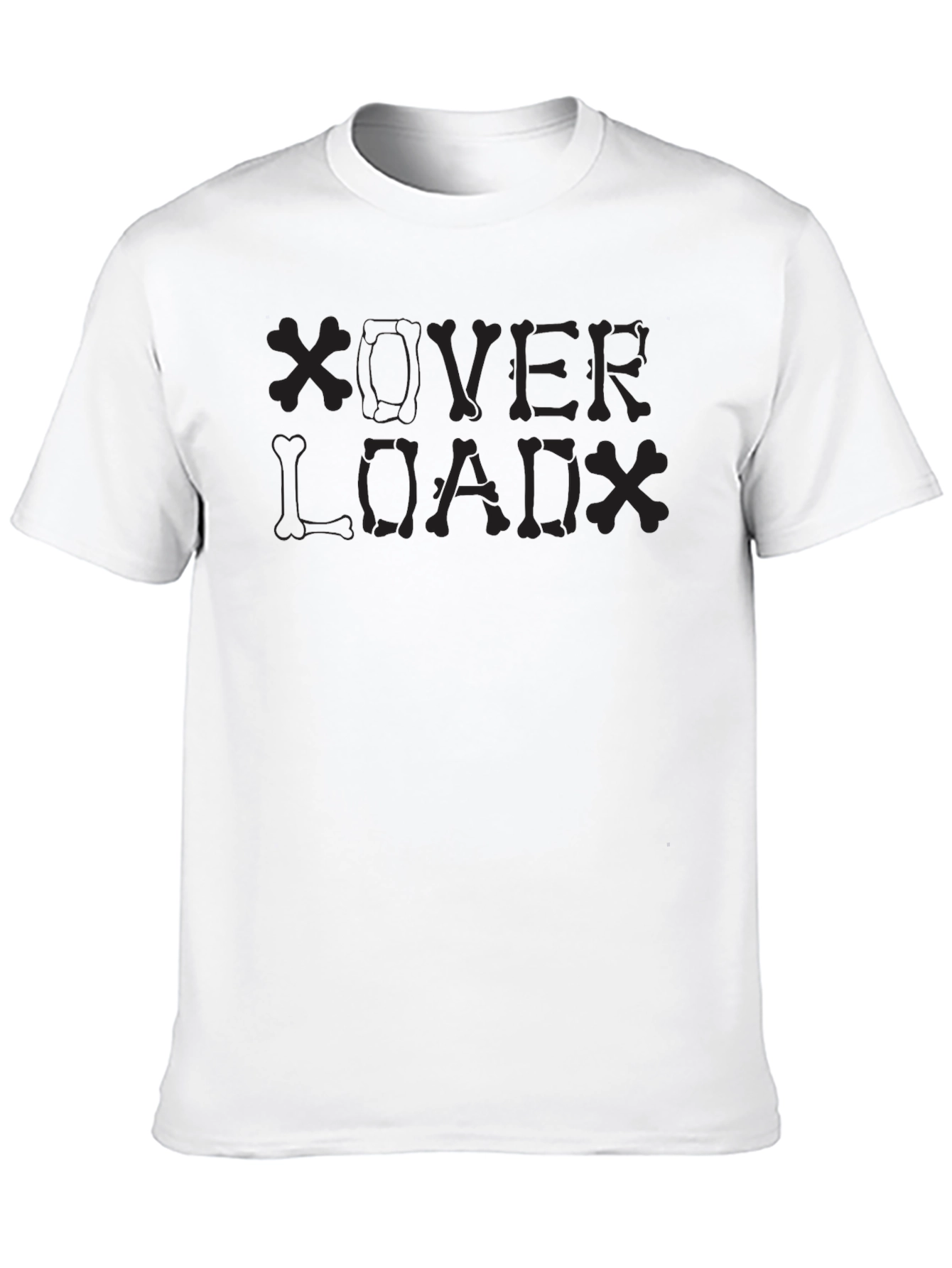 Overload Skeleton Bone Graphic Print Black T-Shirt