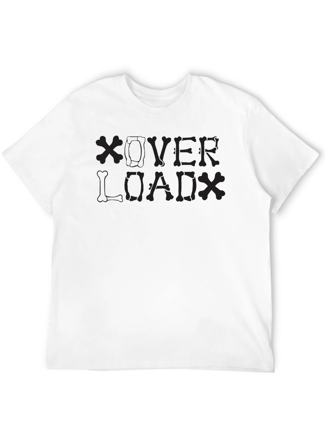 Overload Skeleton Bone Graphic Print Black T-Shirt
