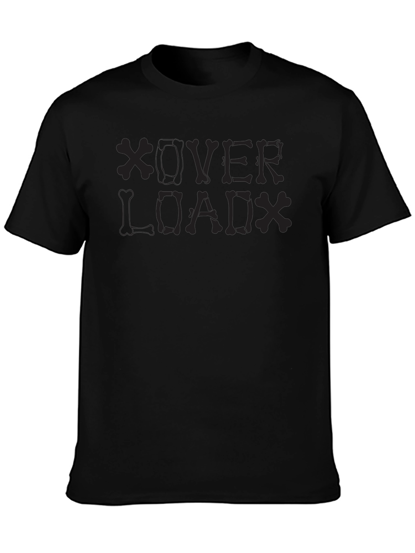 Overload Skeleton Bone Graphic Print Black T-Shirt