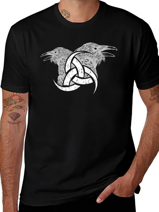 Raven & Valknut Graphic Tee - Viking Norse Mythology Shirt