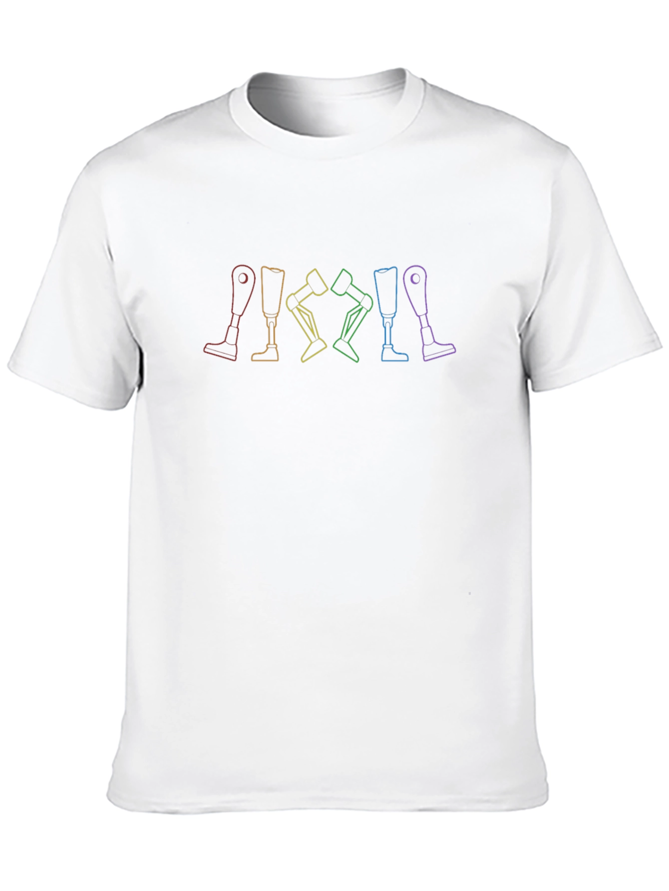 Rainbow Prosthetic Leg Line Art Black Tee
