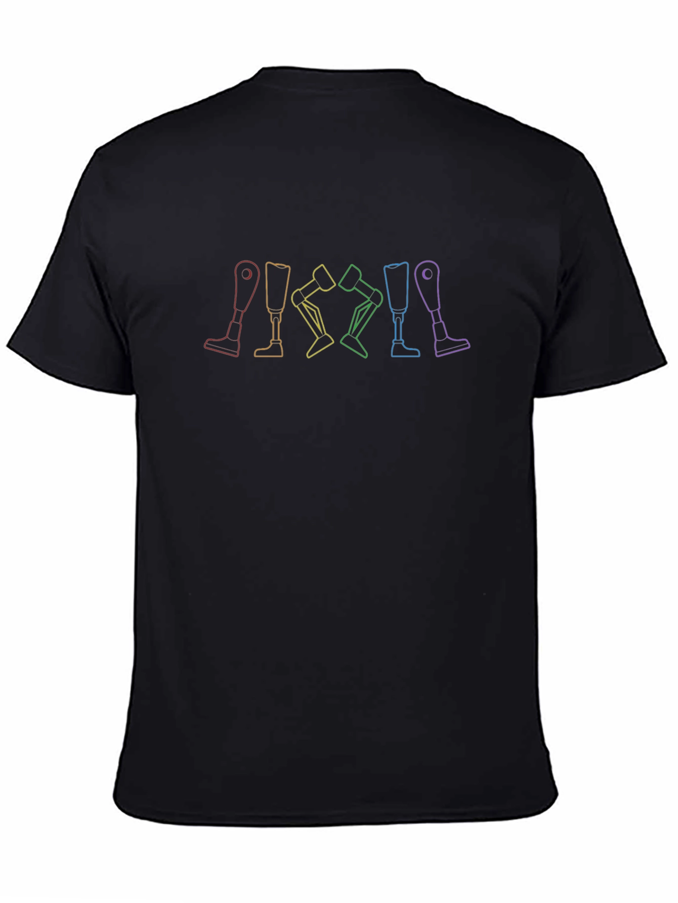 Rainbow Prosthetic Leg Line Art Black Tee
