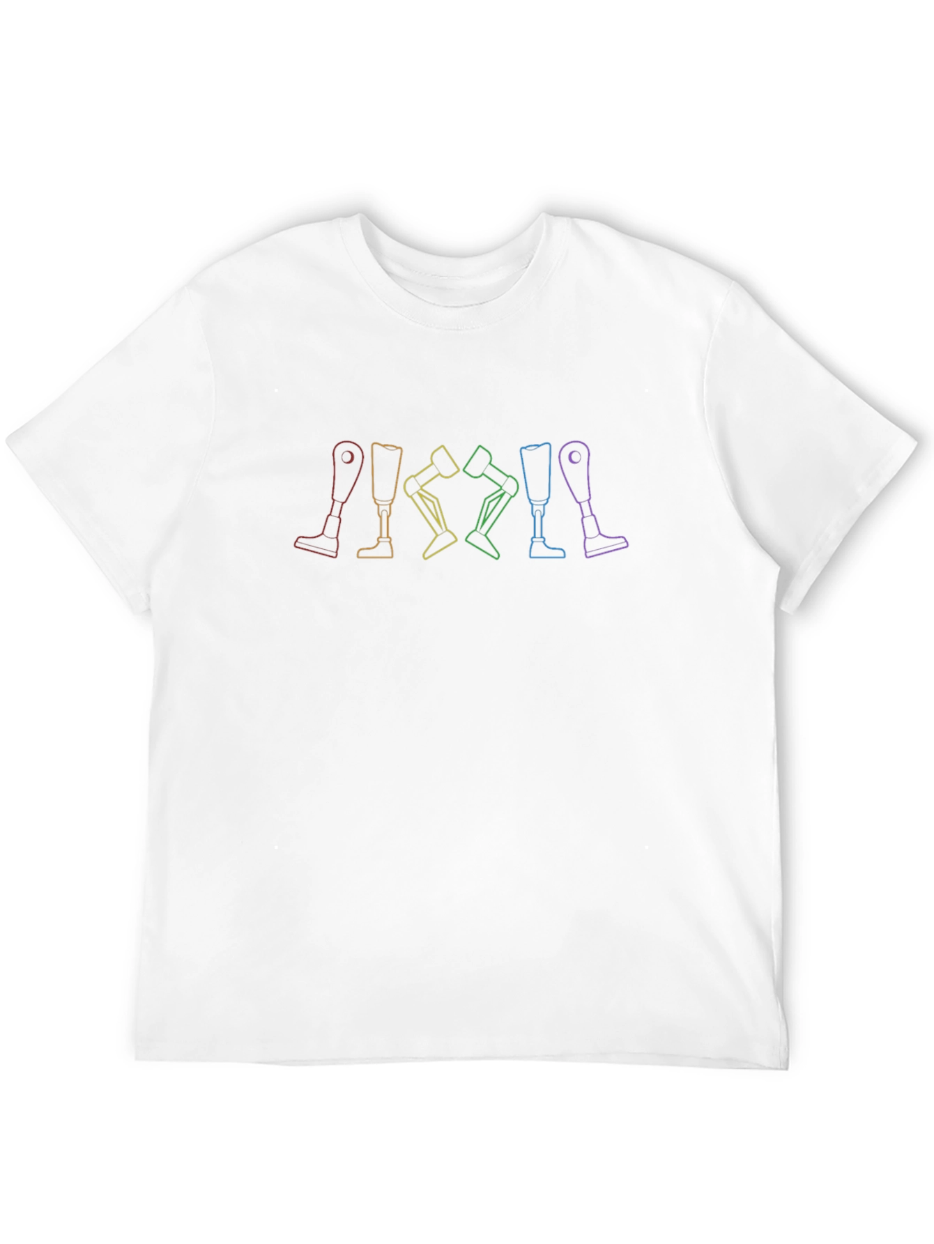 Rainbow Prosthetic Leg Line Art Black Tee