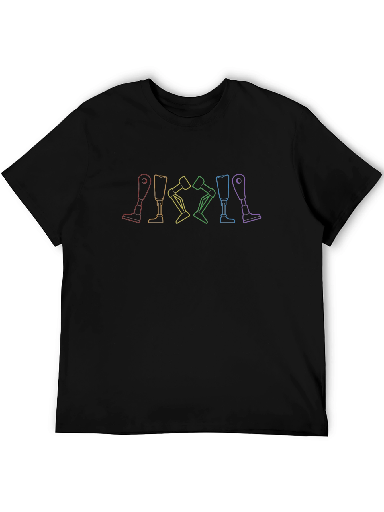 Rainbow Prosthetic Leg Line Art Black Tee