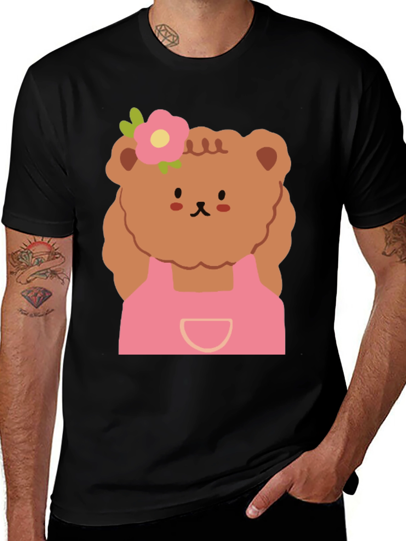 Cute Bear Graphic Tee - Black T-Shirt