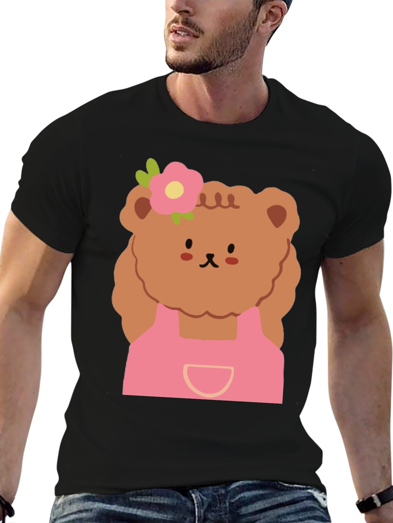Cute Bear Graphic Tee - Black T-Shirt