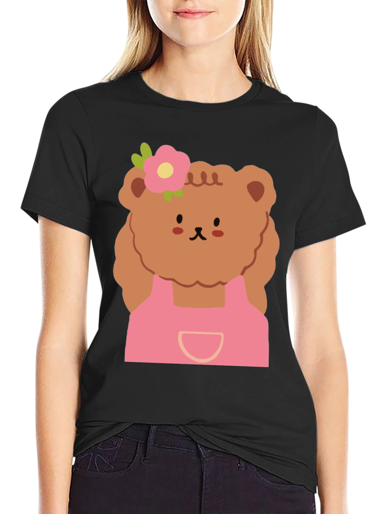 Cute Bear Graphic Tee - Black T-Shirt