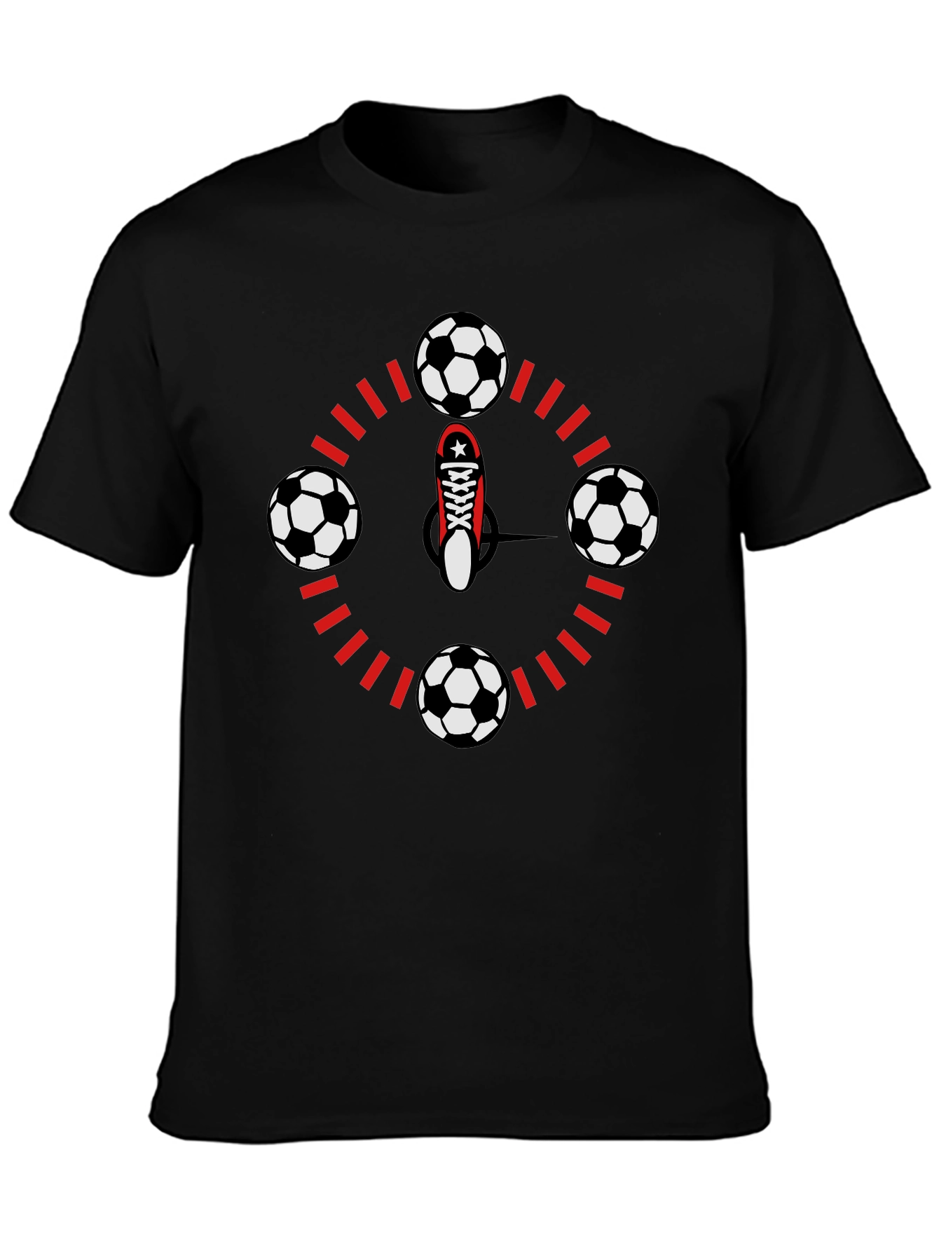 Soccer Time T-Shirt - Red & Black Graphic Tee