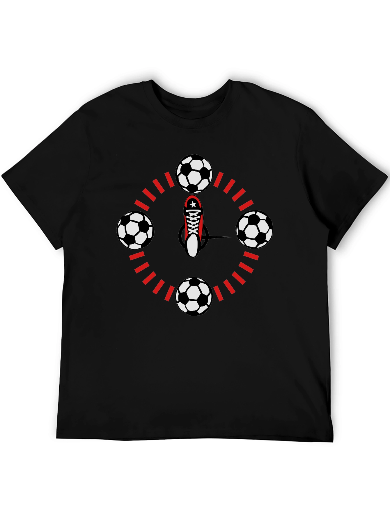 Soccer Time T-Shirt - Red & Black Graphic Tee