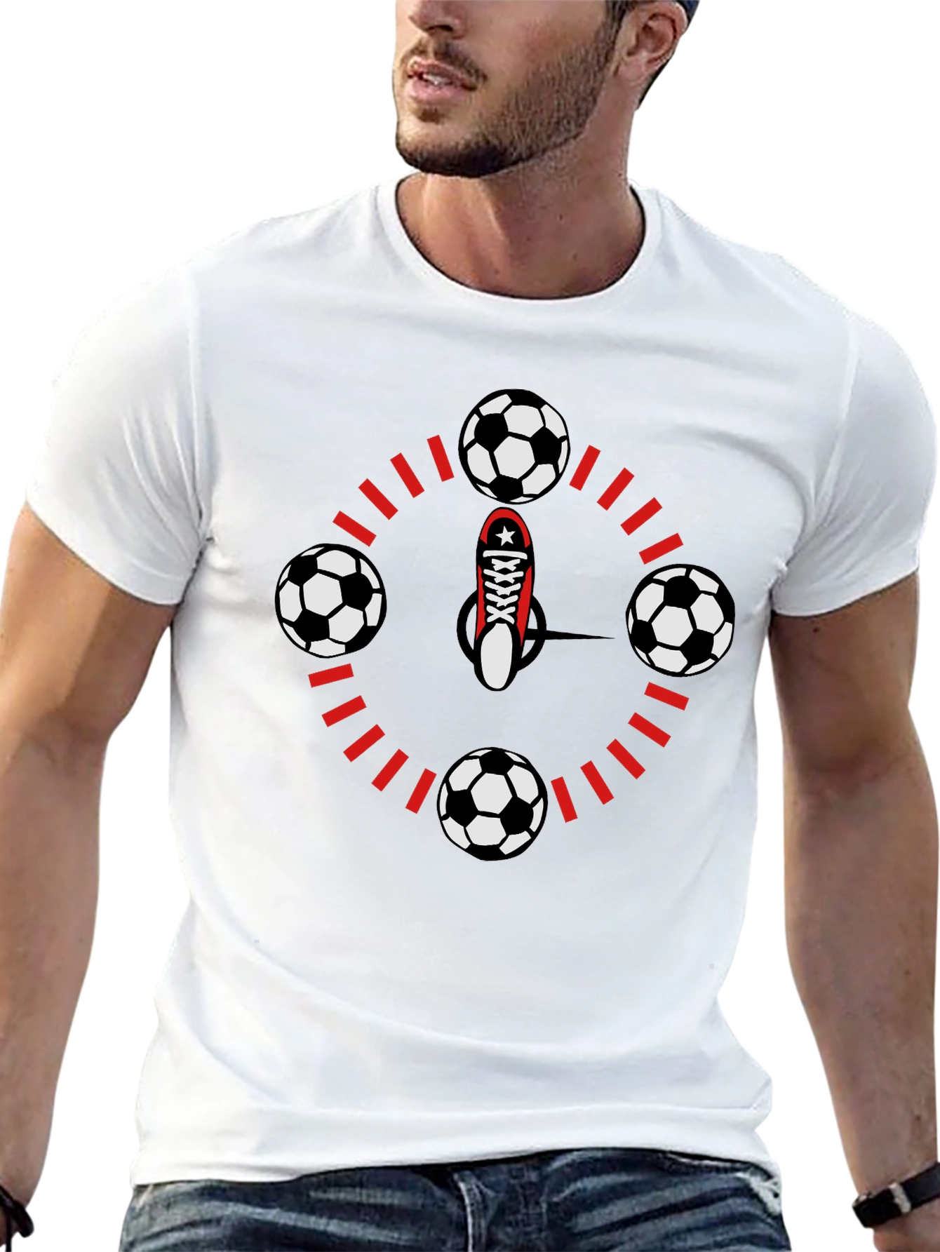 Soccer Time T-Shirt - Red & Black Graphic Tee