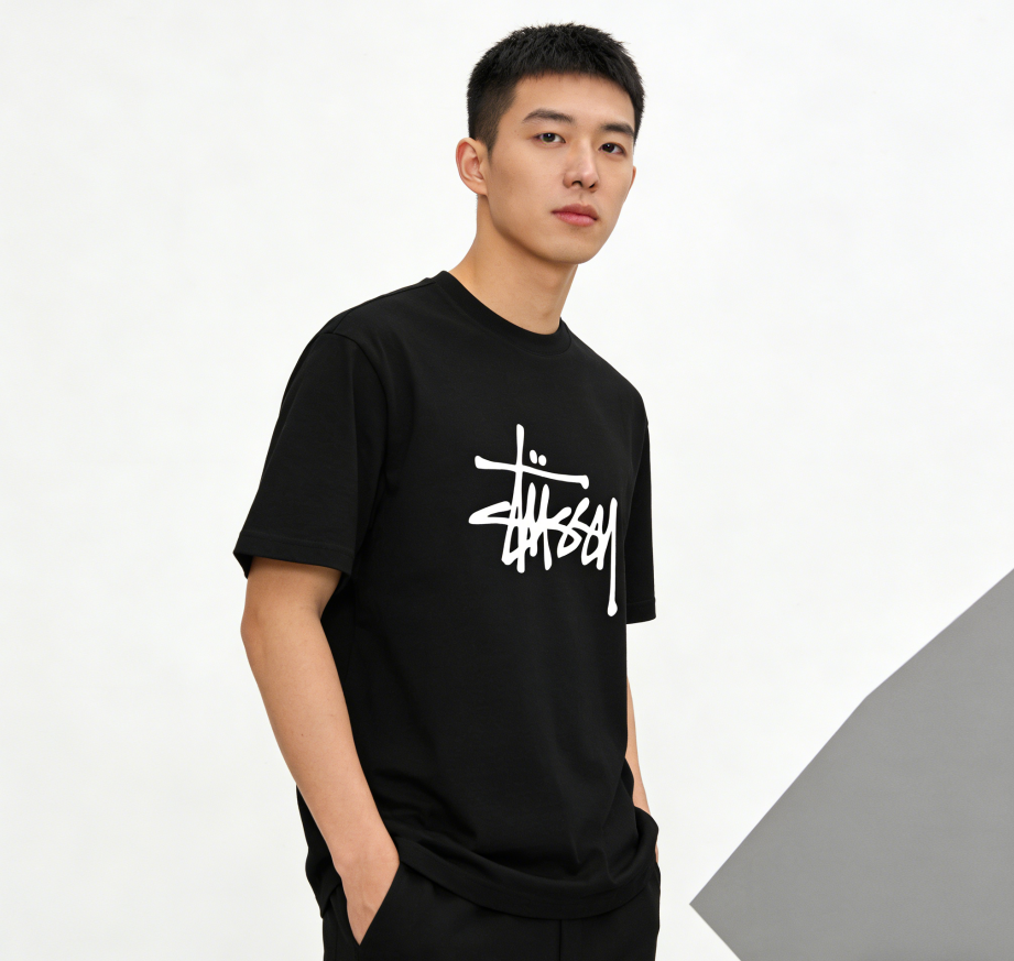 100% Cotton Oversized Stüssy-Inspired Graphic T-Shirt (Black & White)