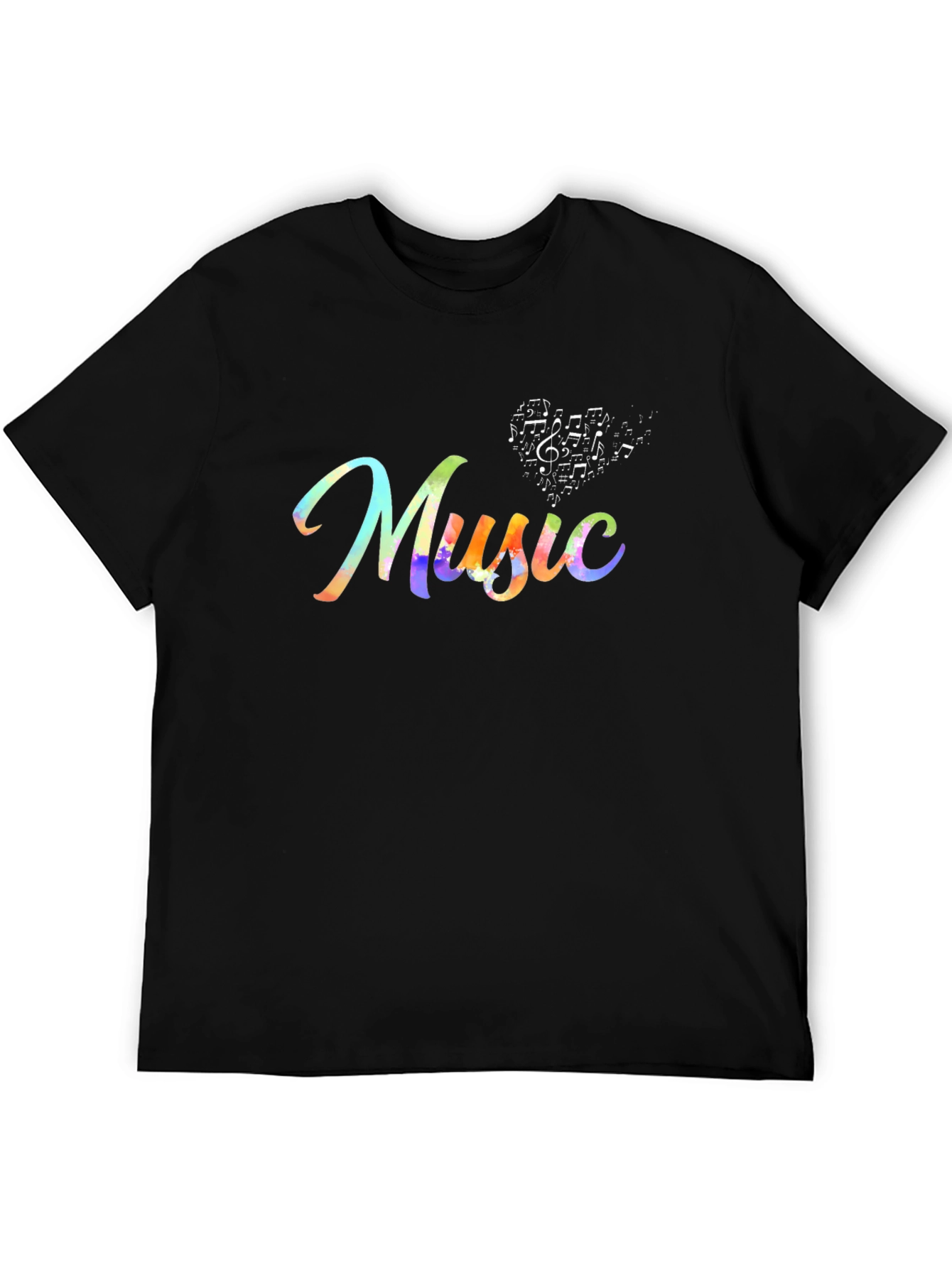 Music Note Heart Graphic Tee - Black