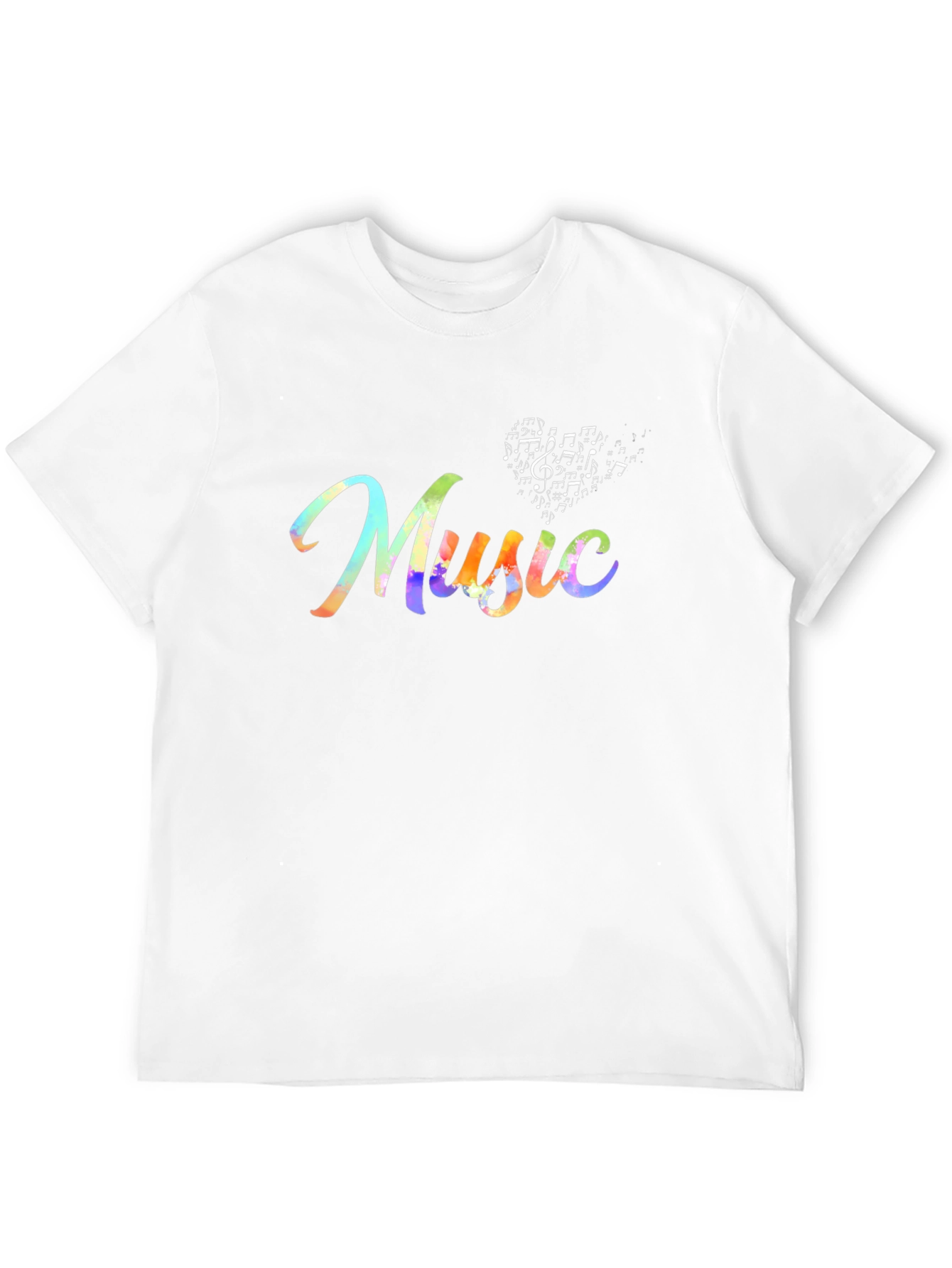 Music Note Heart Graphic Tee - Black