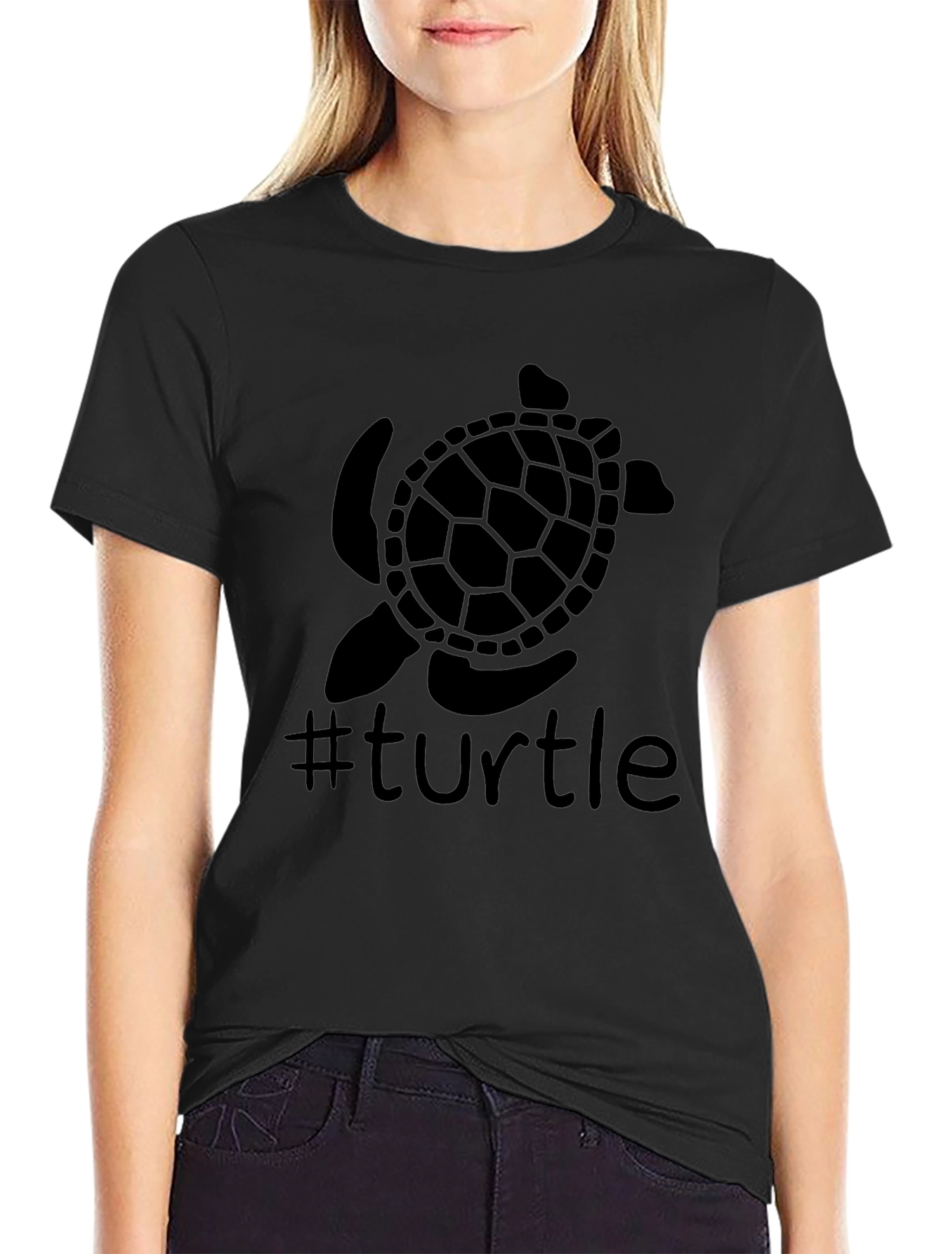 Turtle Graphic Tee - Trendy Black T-Shirt