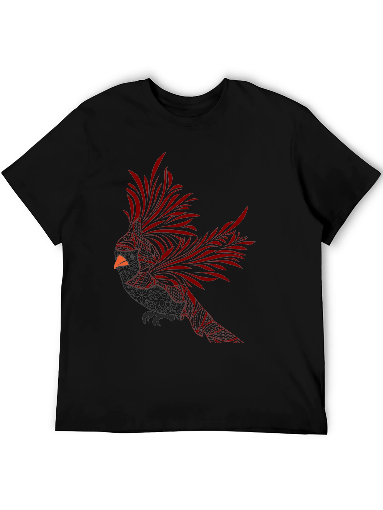 Cardinal Bird Graphic Tee - Stylish Mens Black T-Shirt