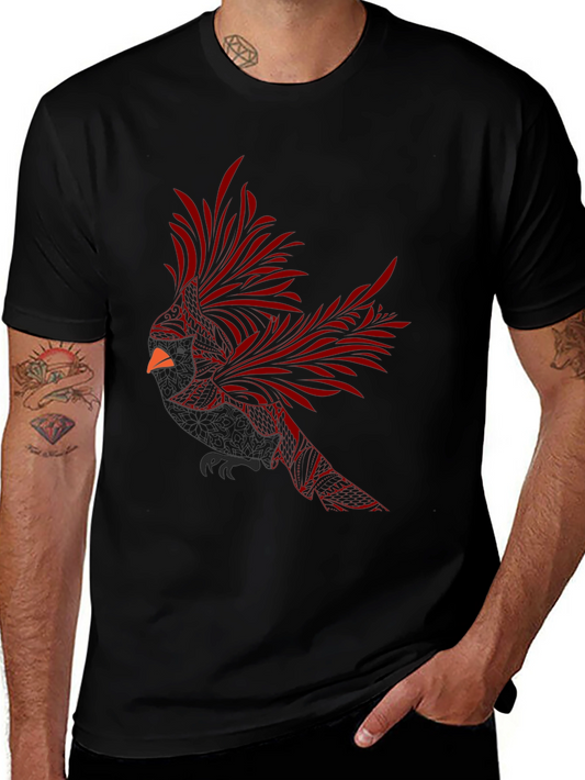 Cardinal Bird Graphic Tee - Stylish Mens Black T-Shirt
