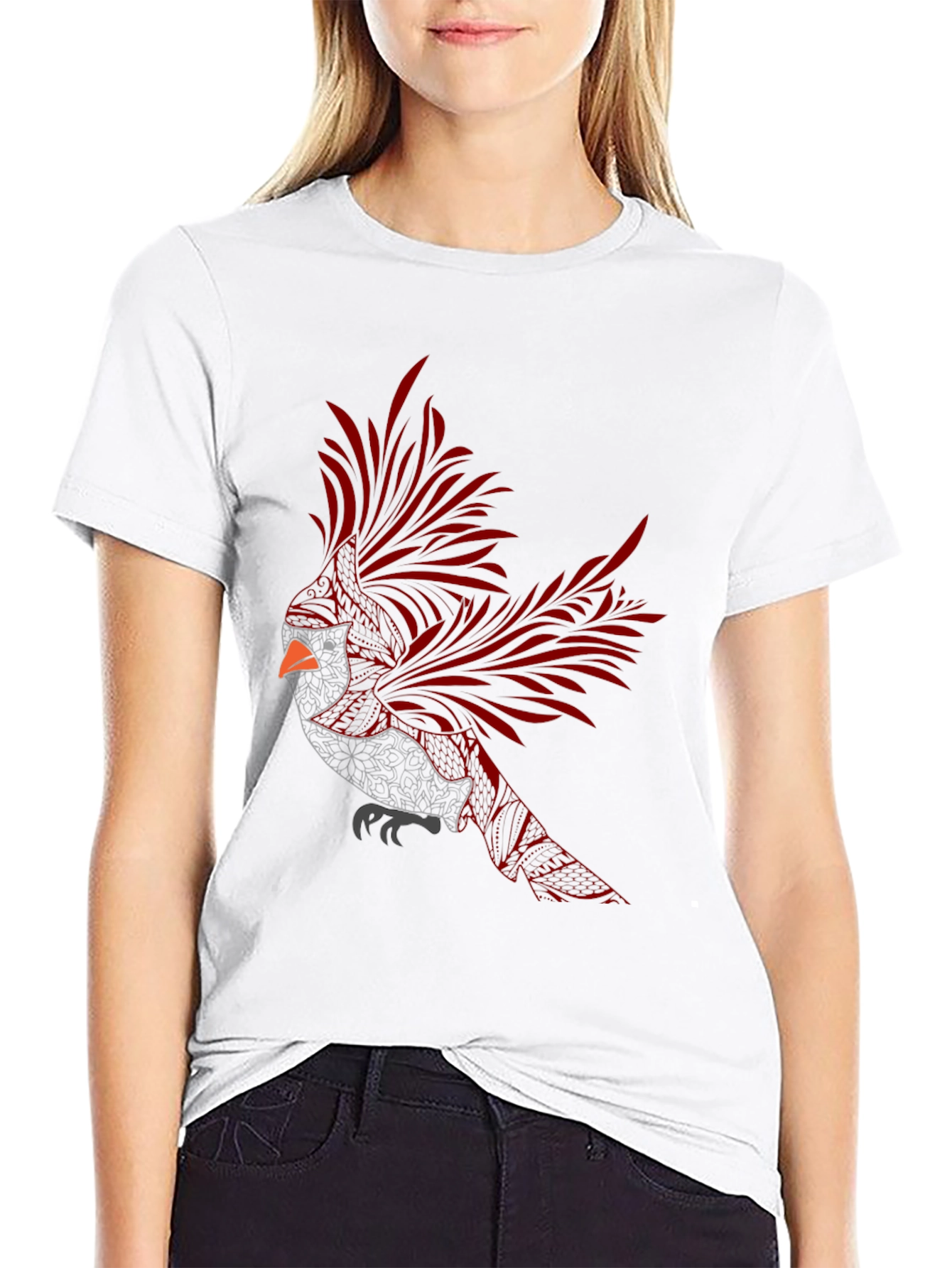 Cardinal Bird Graphic Tee - Stylish Mens Black T-Shirt