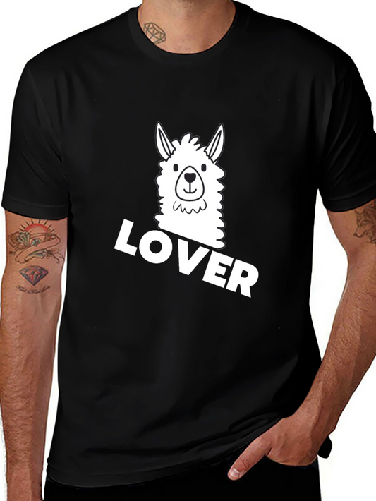 Llama Lover Graphic Tee - Black Cotton T-Shirt