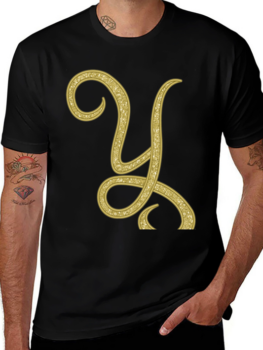 Gold Letter Y Black T-Shirt