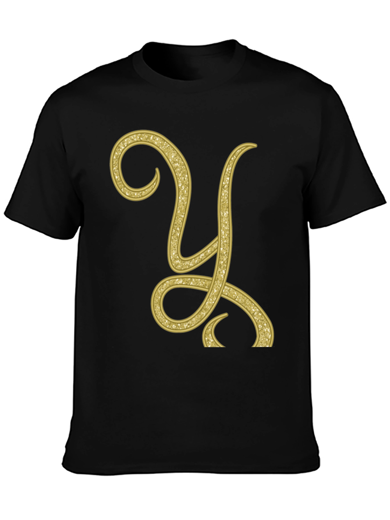Gold Letter Y Black T-Shirt