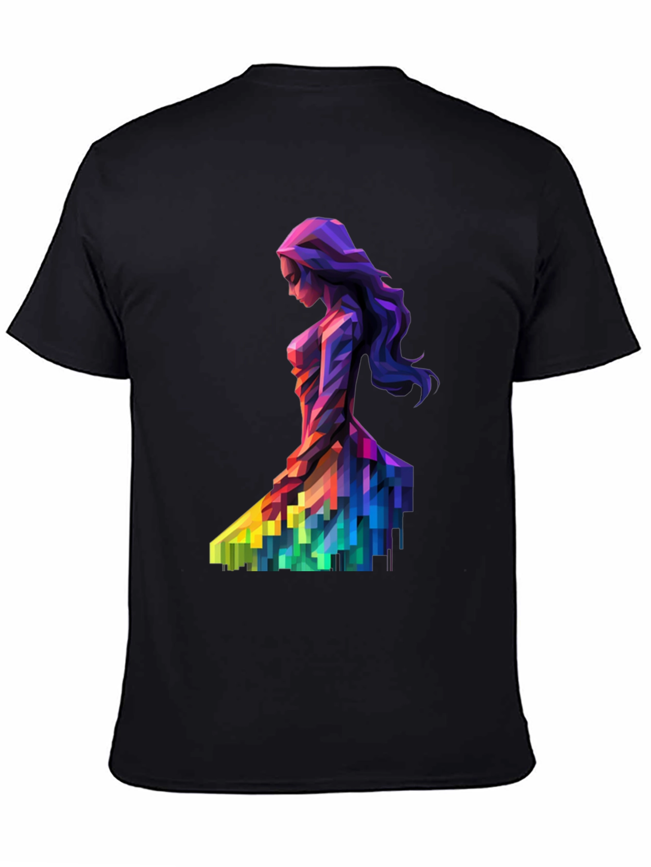 Abstract Geometric Woman Print Black T-Shirt