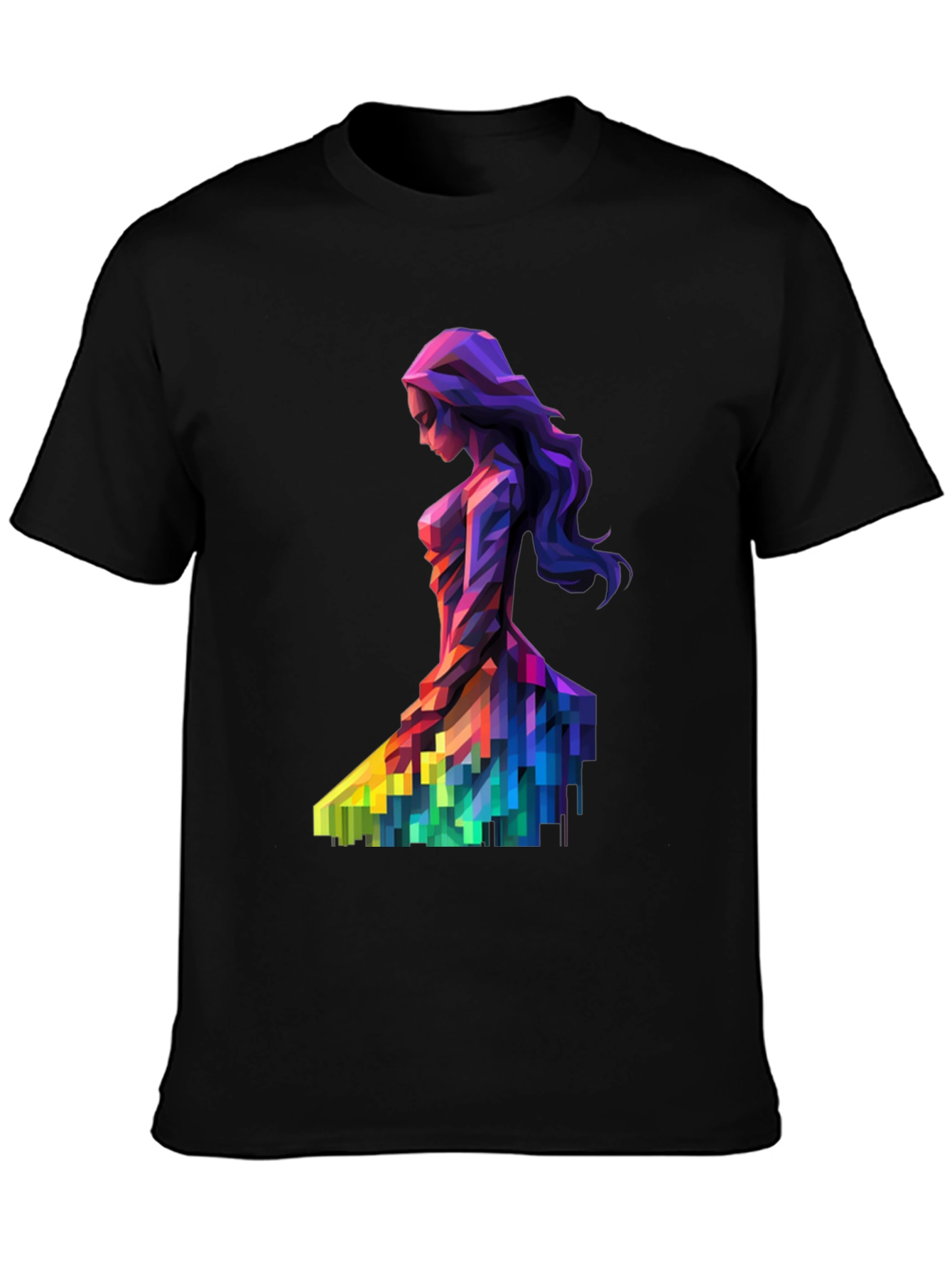 Abstract Geometric Woman Print Black T-Shirt