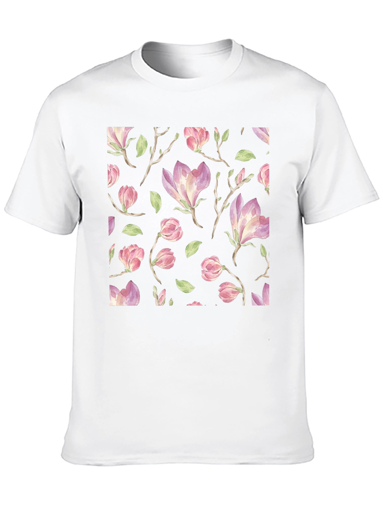 Floral Print T-Shirt - Black Cotton Blend