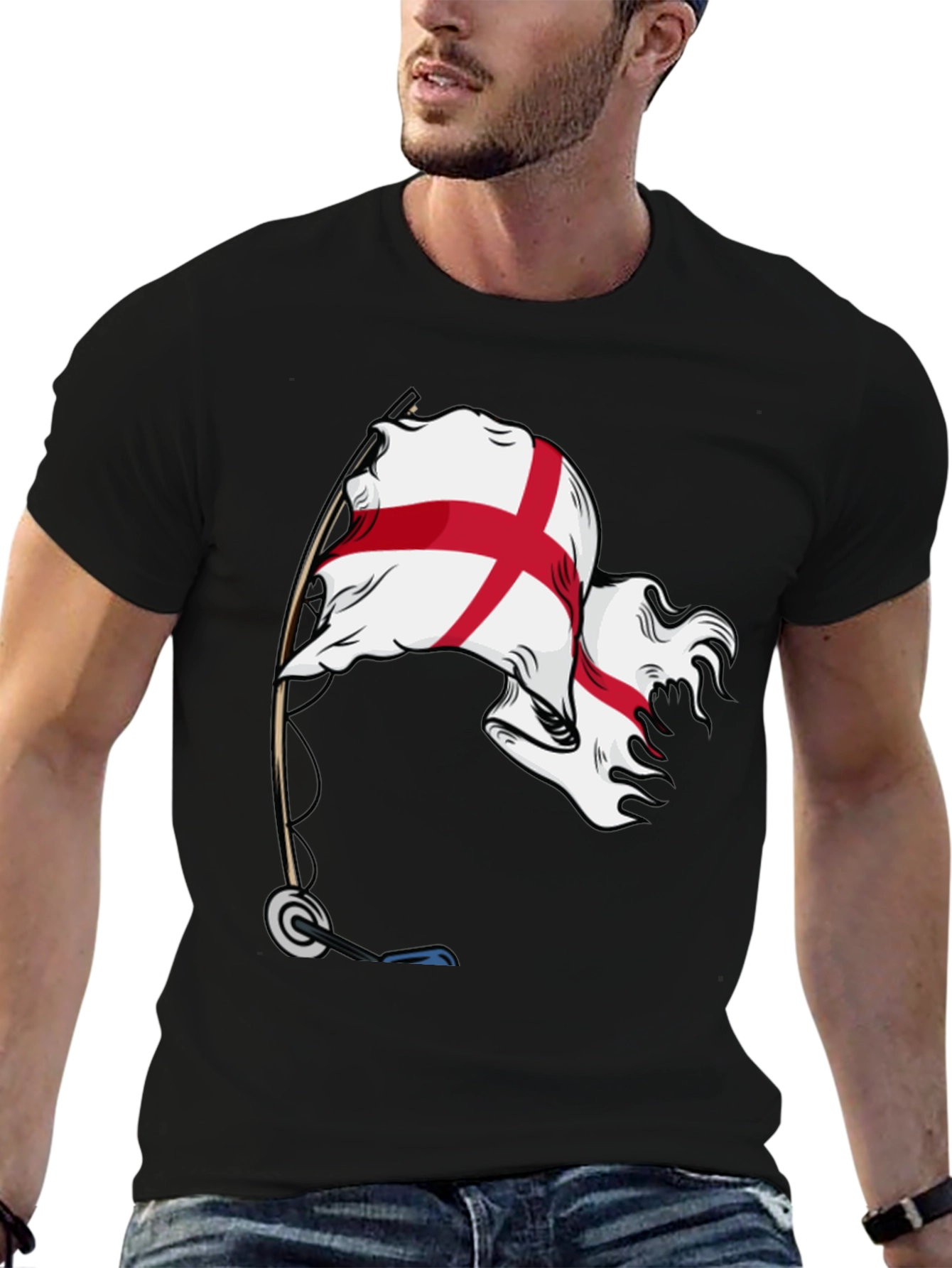 England Flag Graphic Black T-Shirt