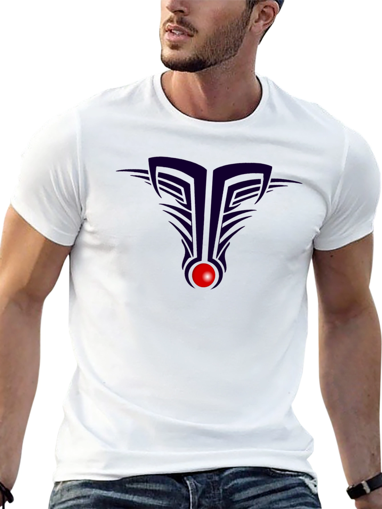 Black T-Shirt with Abstract Graphic Design