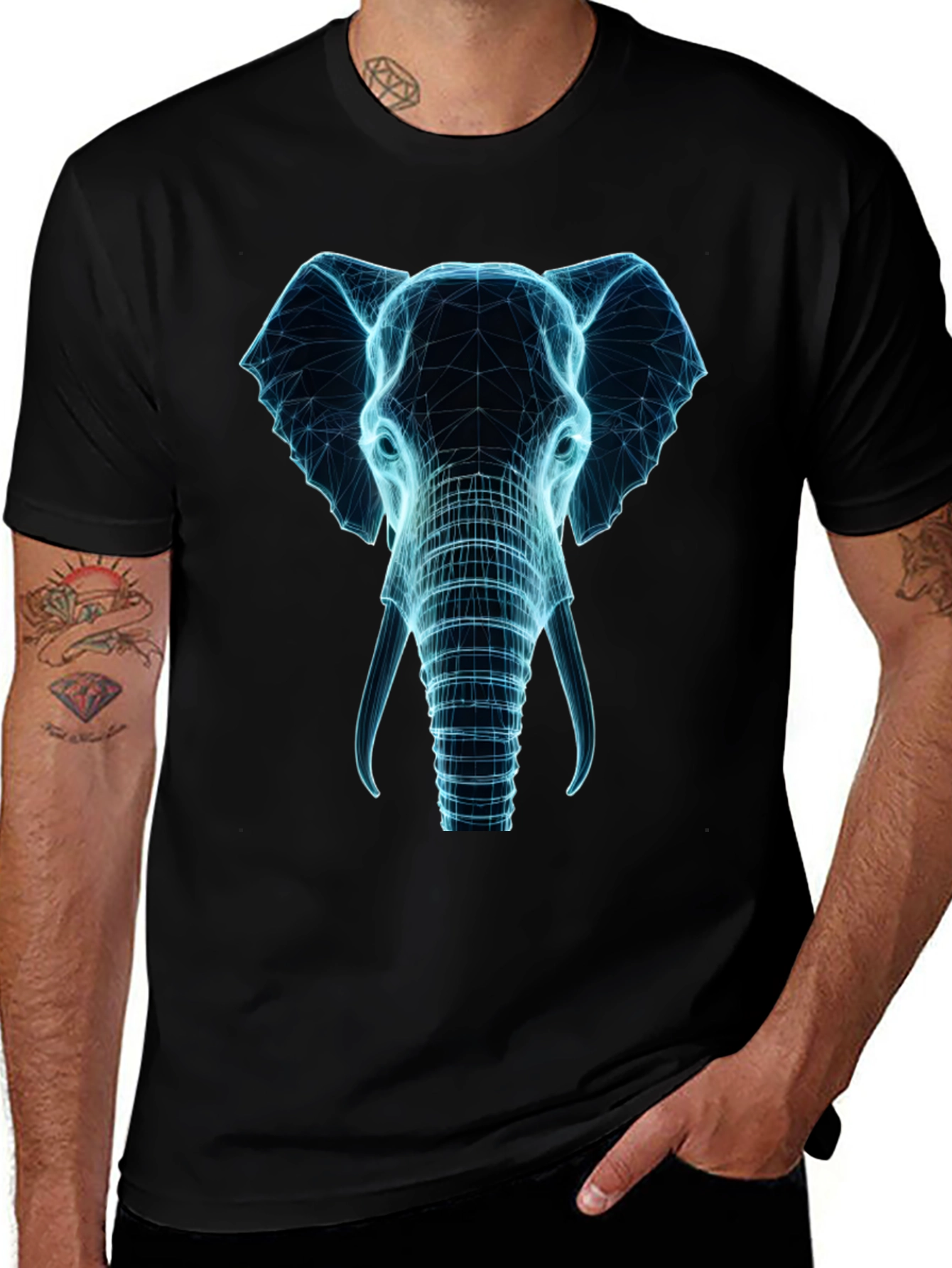 Electric Elephant Graphic Tee - Black