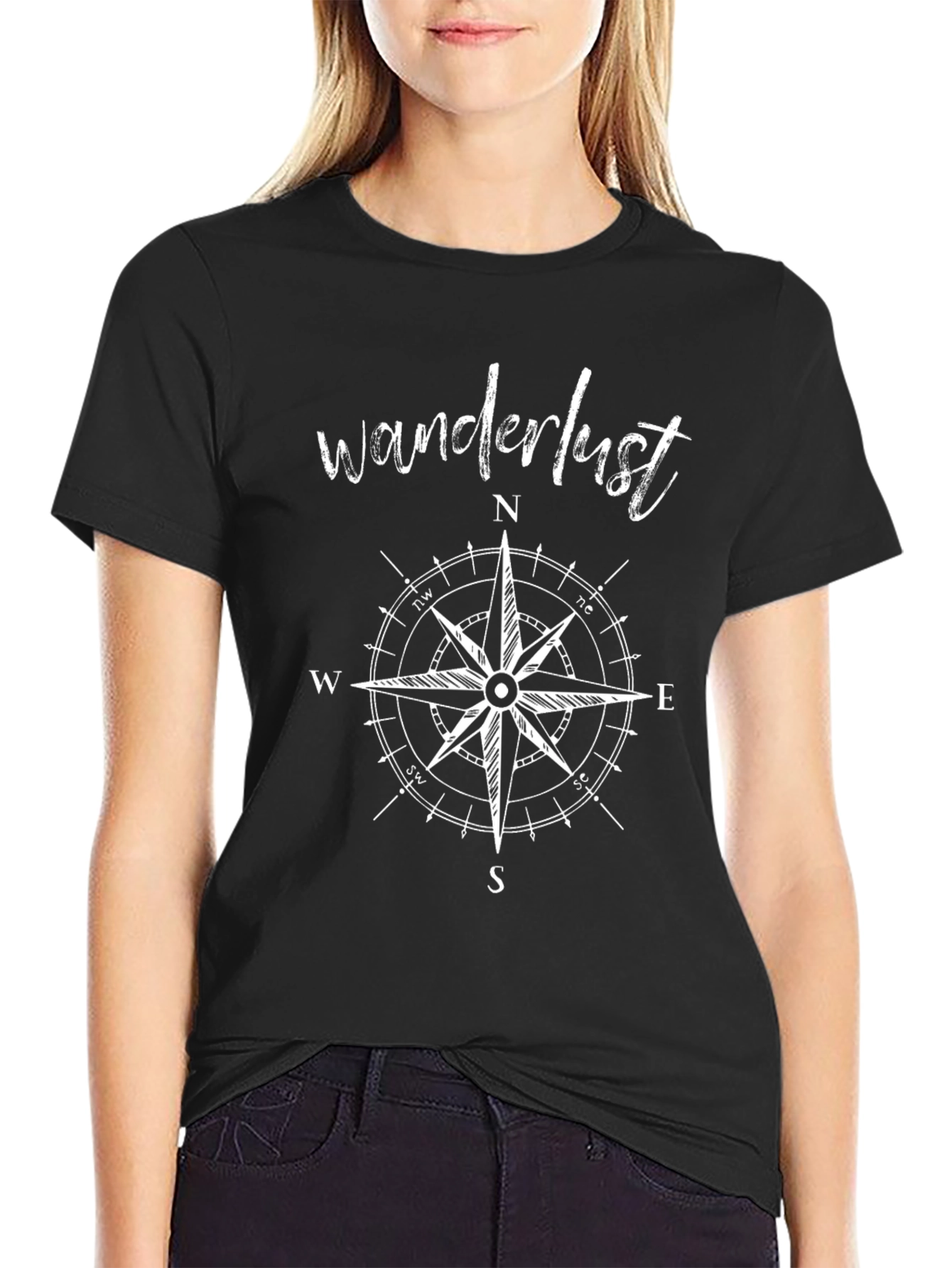 Wanderlust Compass Graphic Tee - Black