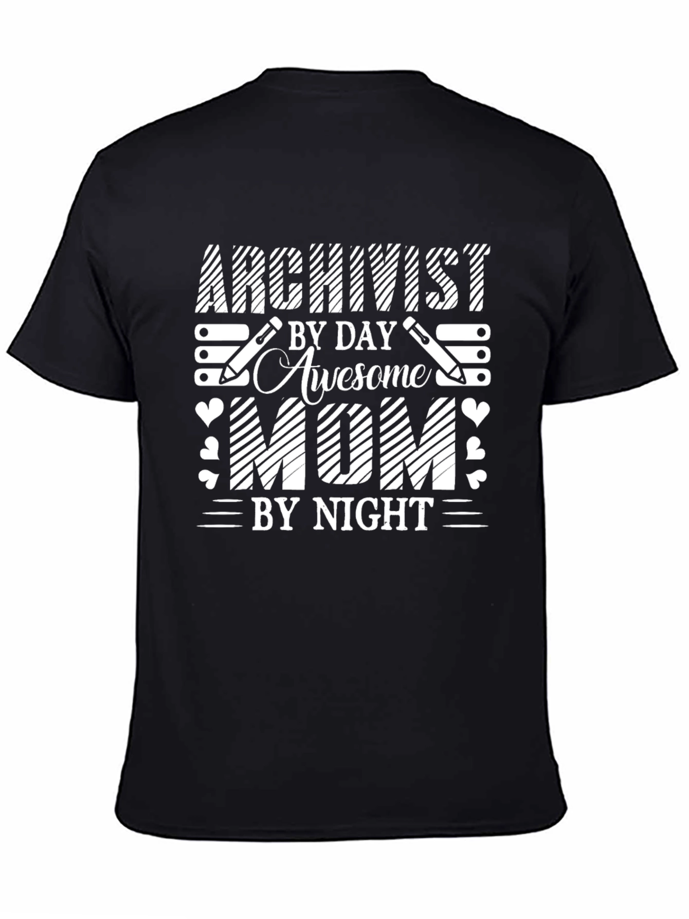 Archivist By Day Awesome Mom By Night Black T-Shirt