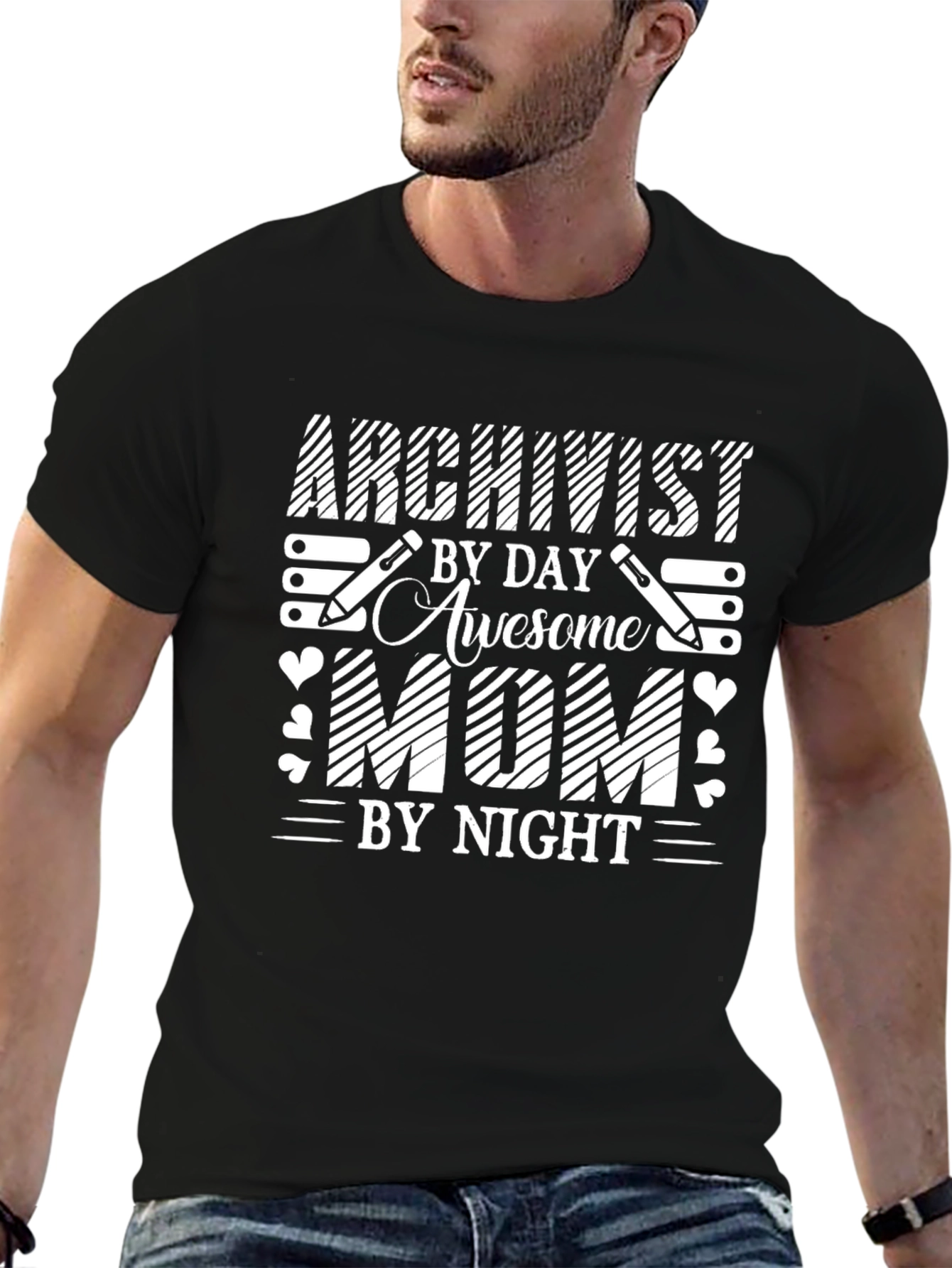 Archivist By Day Awesome Mom By Night Black T-Shirt