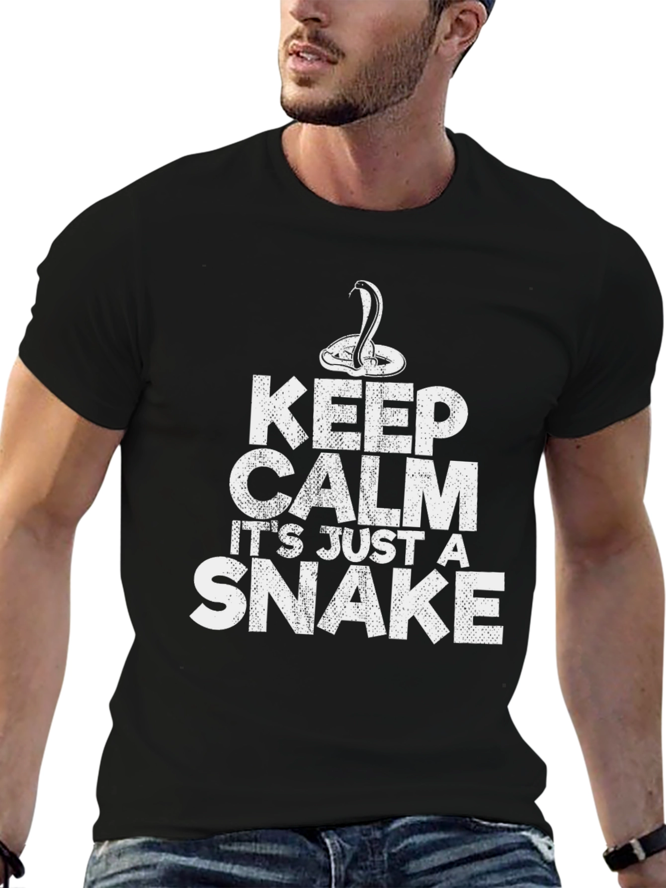 Keep Calm Snake Graphic T-Shirt - Novelty Tee