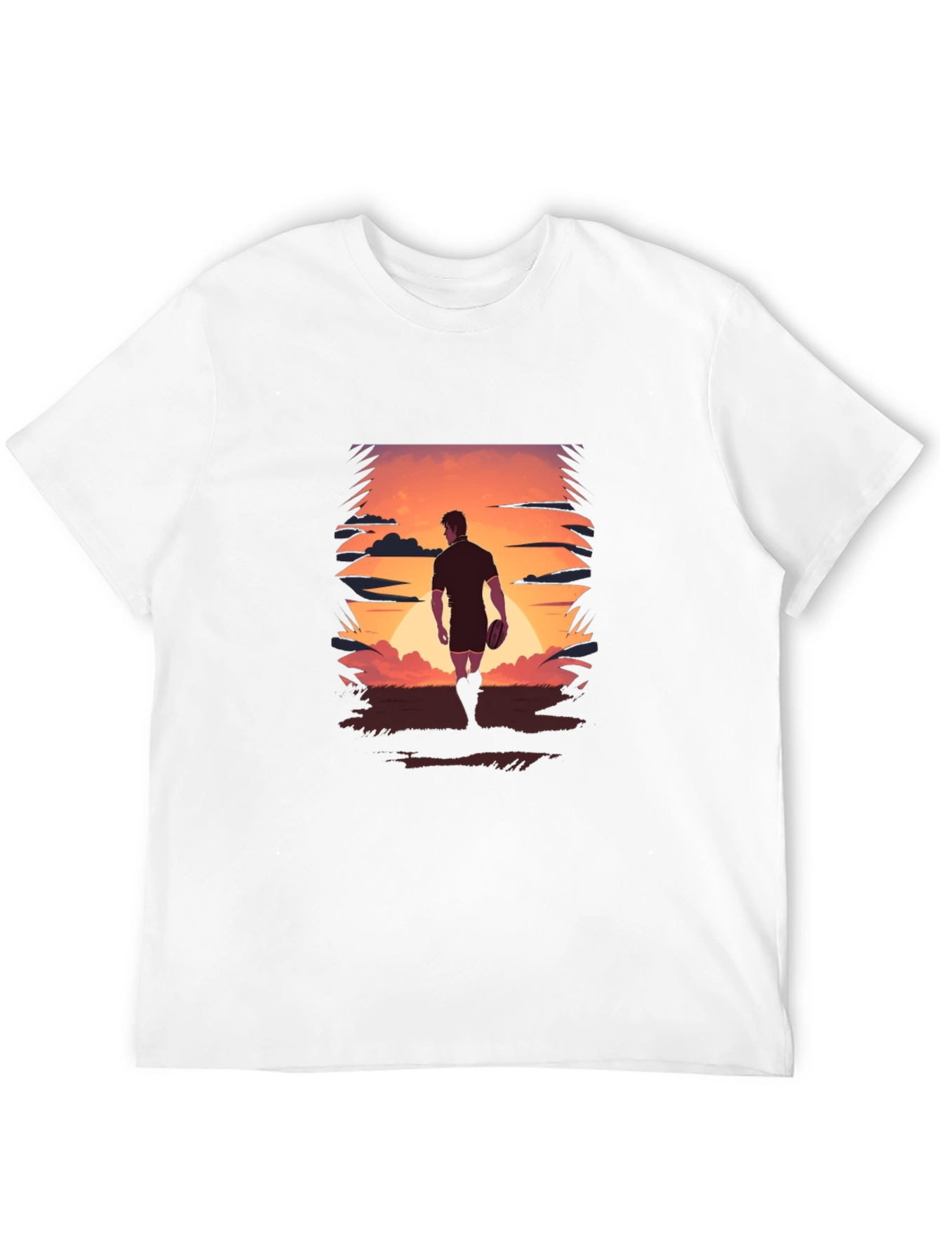 Sunset Rugby Player Graphic Tee