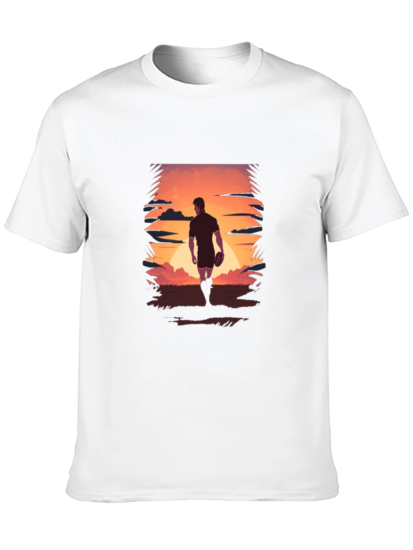 Sunset Rugby Player Graphic Tee