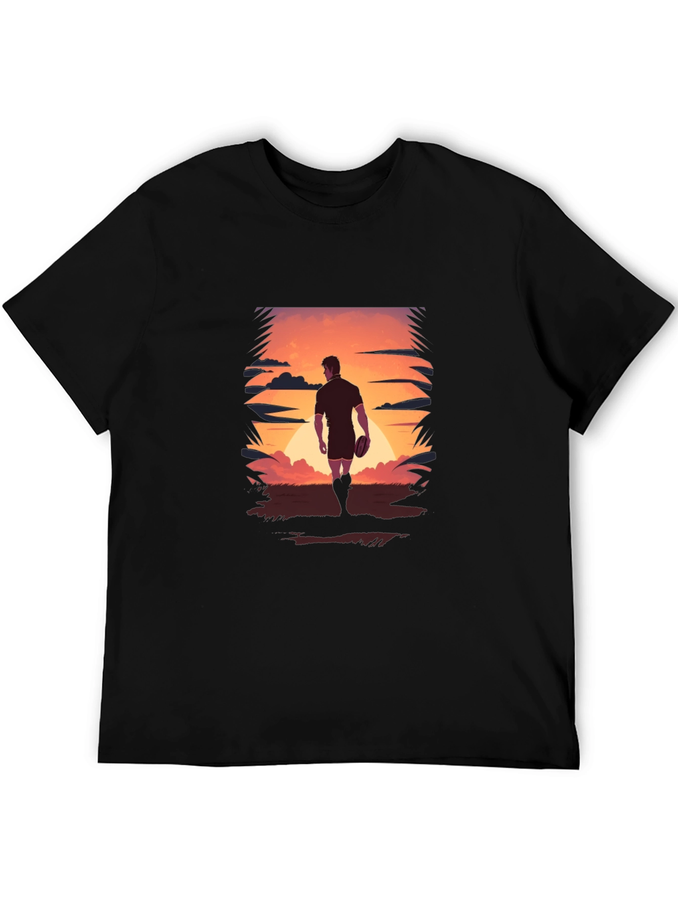 Sunset Rugby Player Graphic Tee