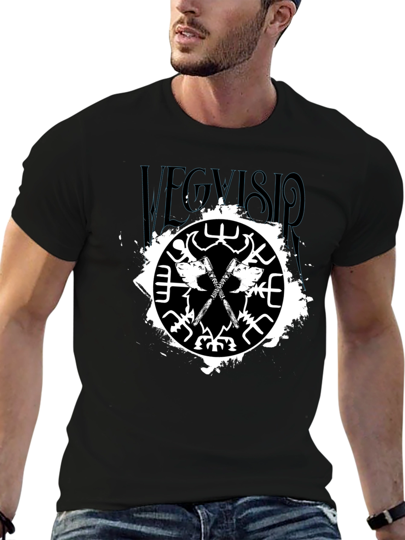 Vegvisir Viking Axe Black T-Shirt