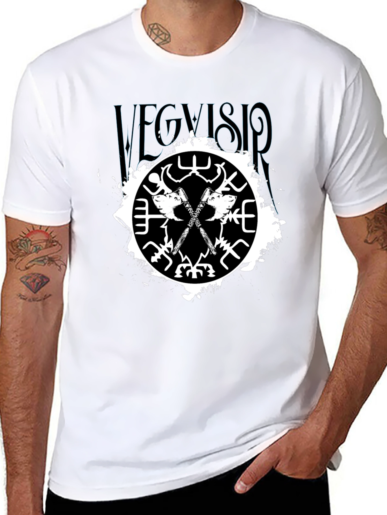 Vegvisir Viking Axe Black T-Shirt