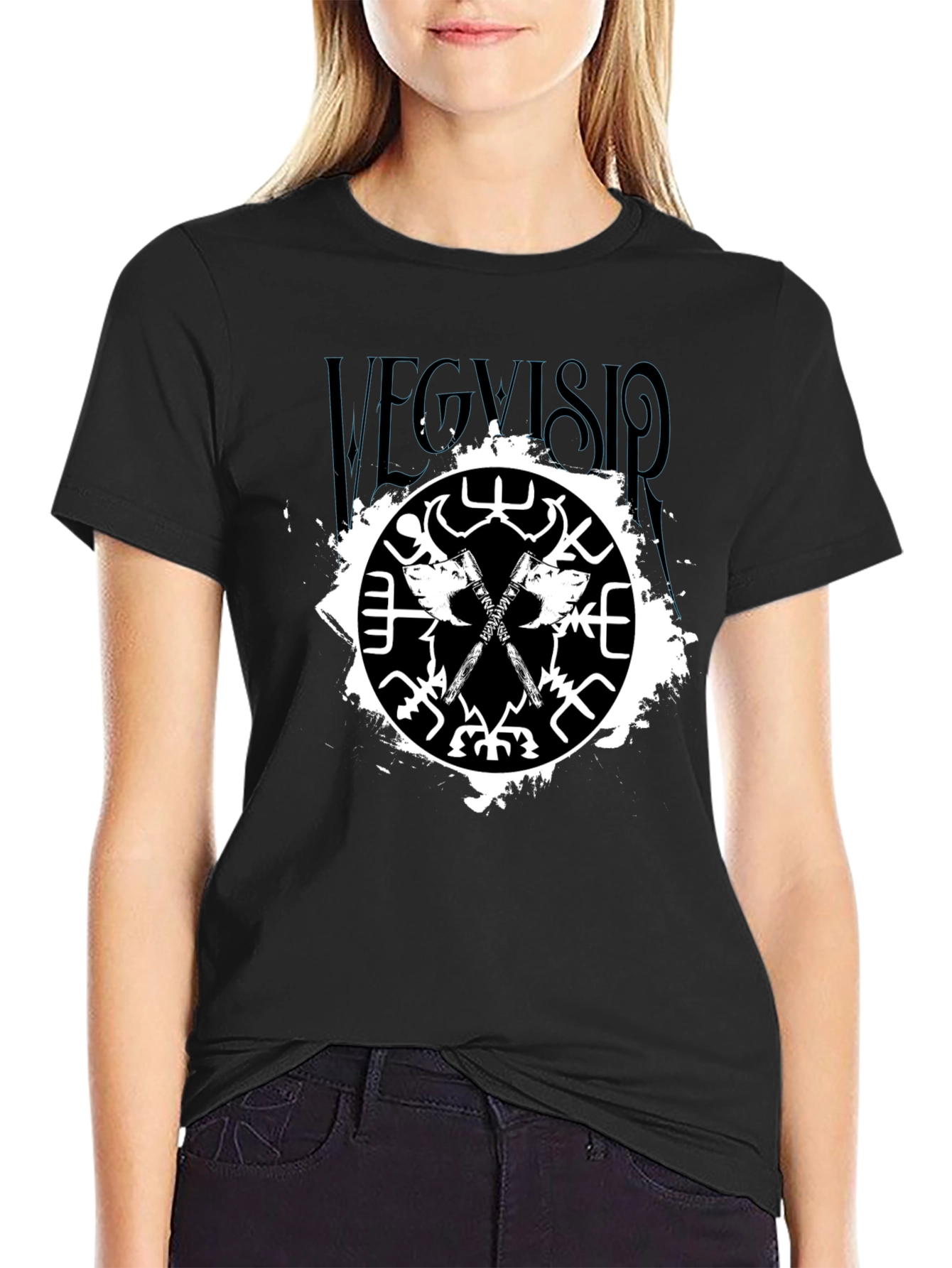 Vegvisir Viking Axe Black T-Shirt