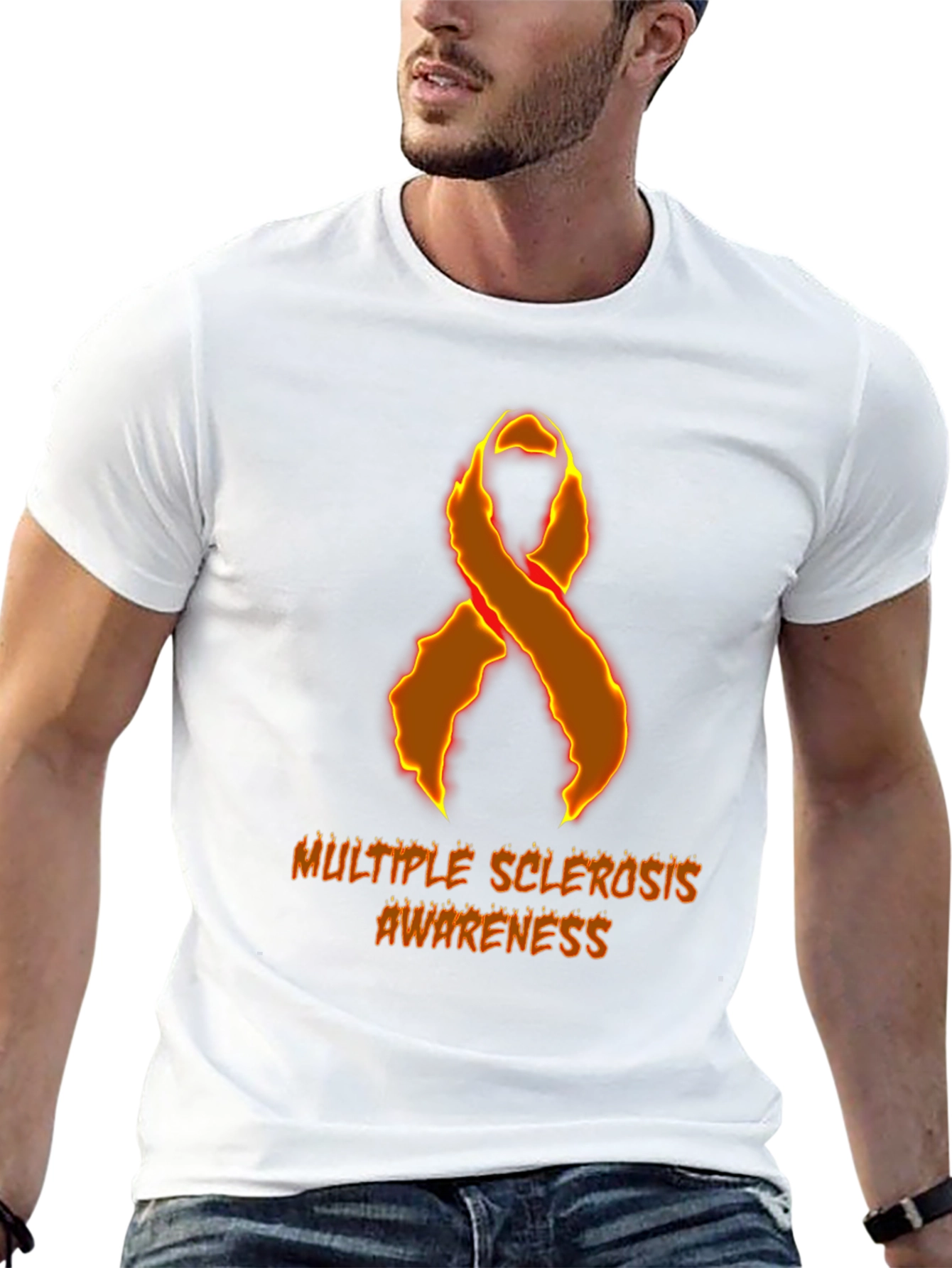 MS Awareness T-Shirt - Orange Ribbon Graphic Tee