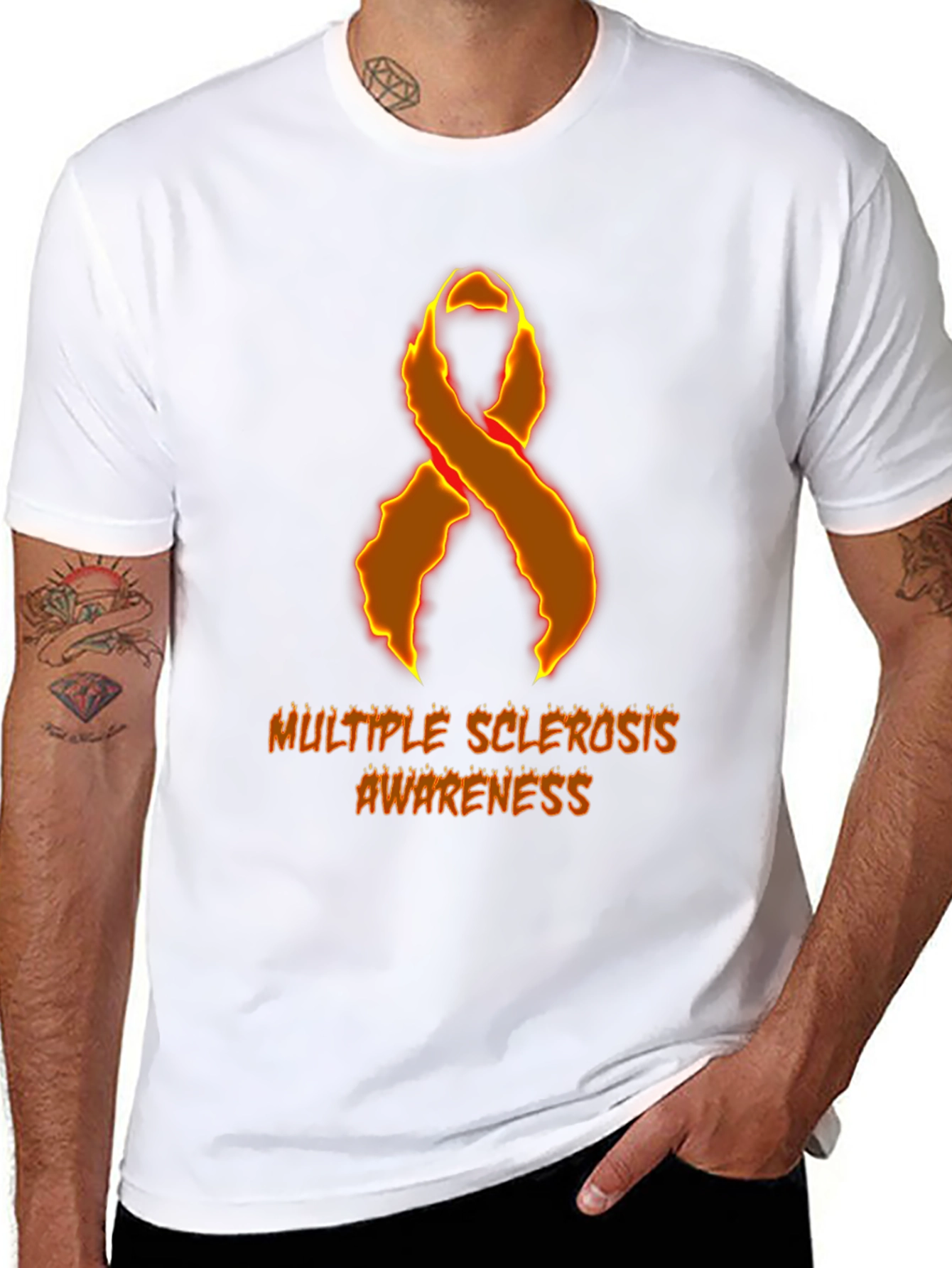 MS Awareness T-Shirt - Orange Ribbon Graphic Tee