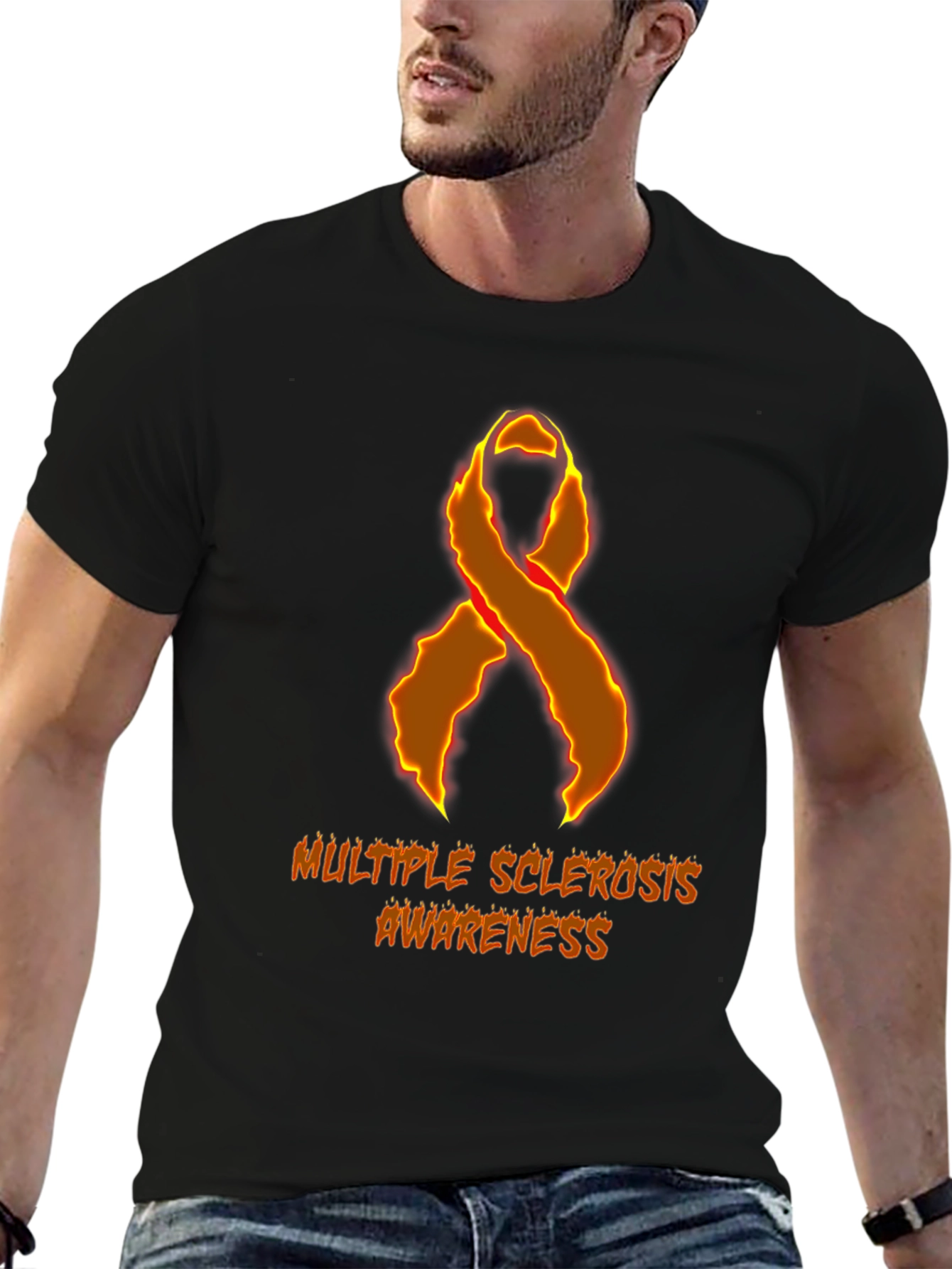 MS Awareness T-Shirt - Orange Ribbon Graphic Tee