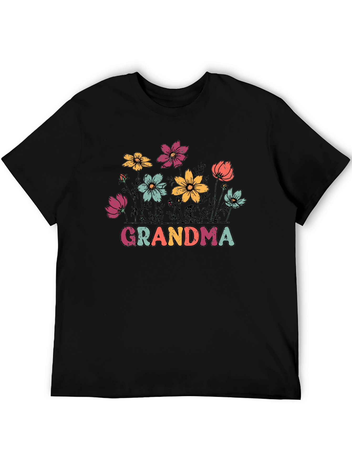 Grandma Floral Graphic Tee - Black Unisex T-Shirt