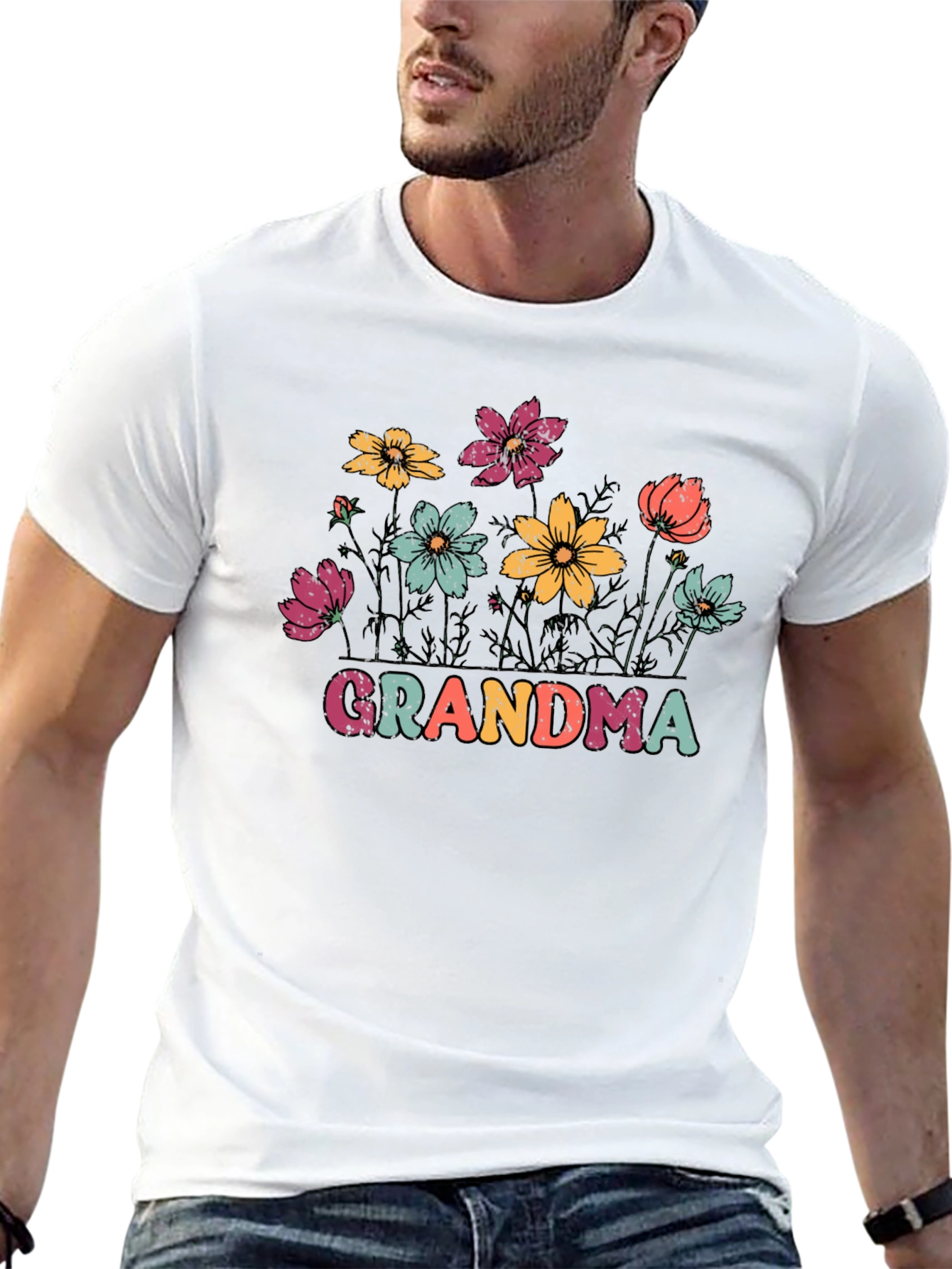 Grandma Floral Graphic Tee - Black Unisex T-Shirt